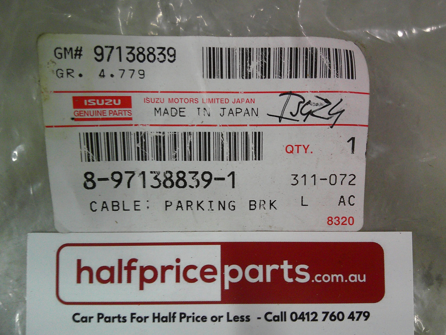 Holden TF Rodeo 4X4 Genuine Left Hand Rear Parking Brake Cable New Part
