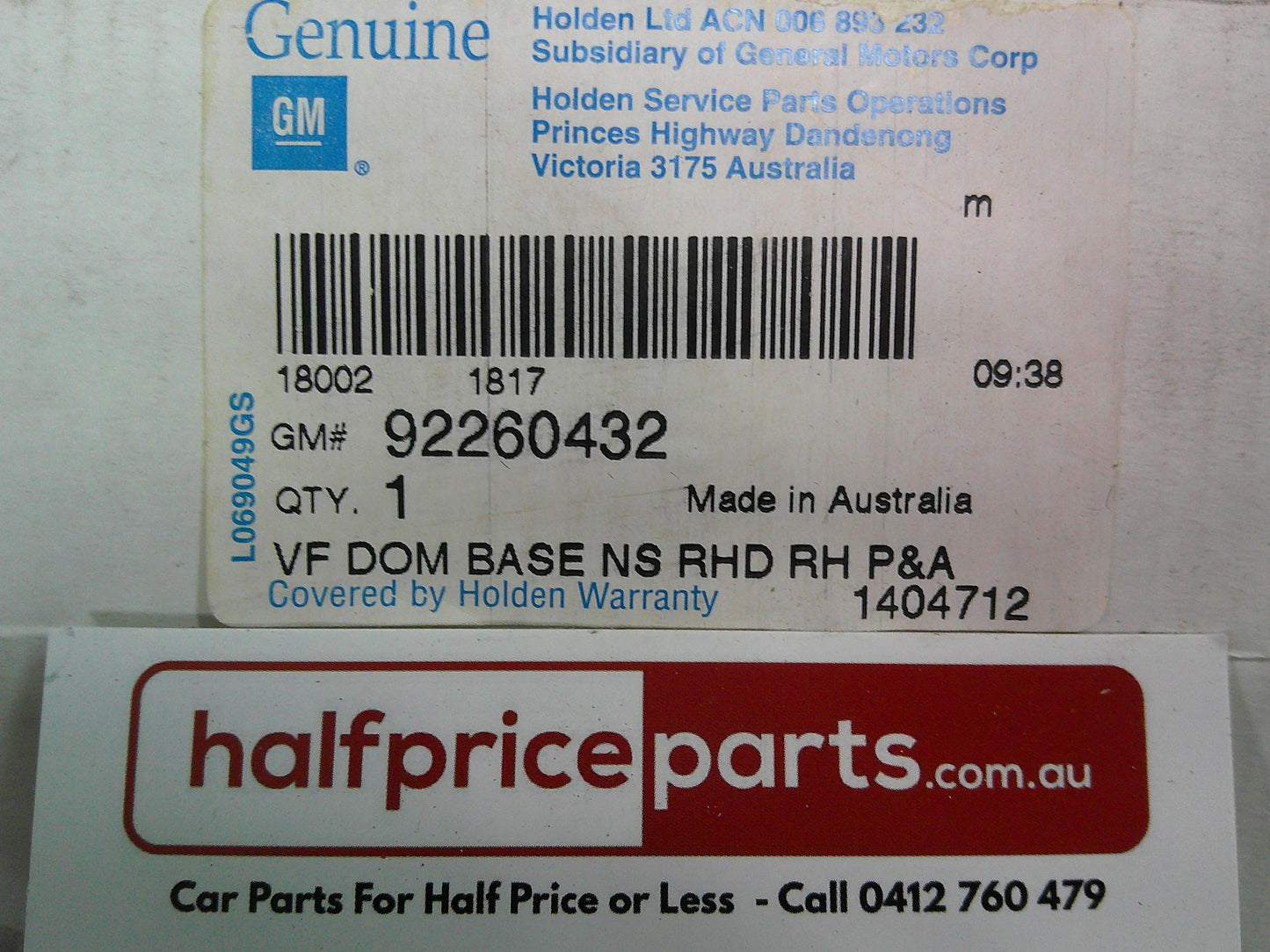 Holden VF Commodore/WN Caprice Genuine Right Rear View Mirror Glass Only New Part