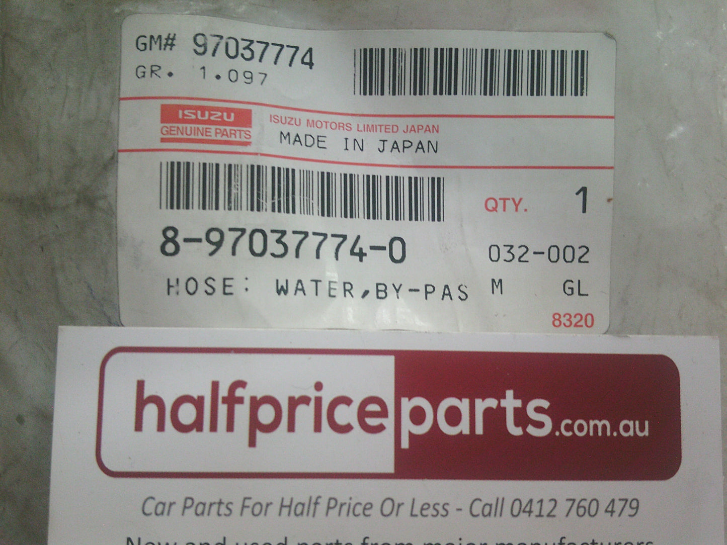Holden Jackaroo Genuine Heater Water By-Pass Hose - New Part