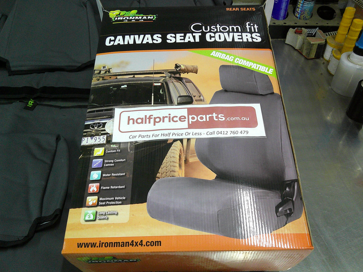 Ironman Custom Rear Canvas Seat Covers Suits Toyota 70 Series Dual Cab Landcruiser New Part