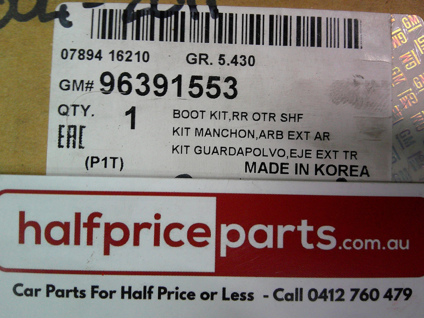 Holden TK Barina Genuine CV Boot Kit New Part