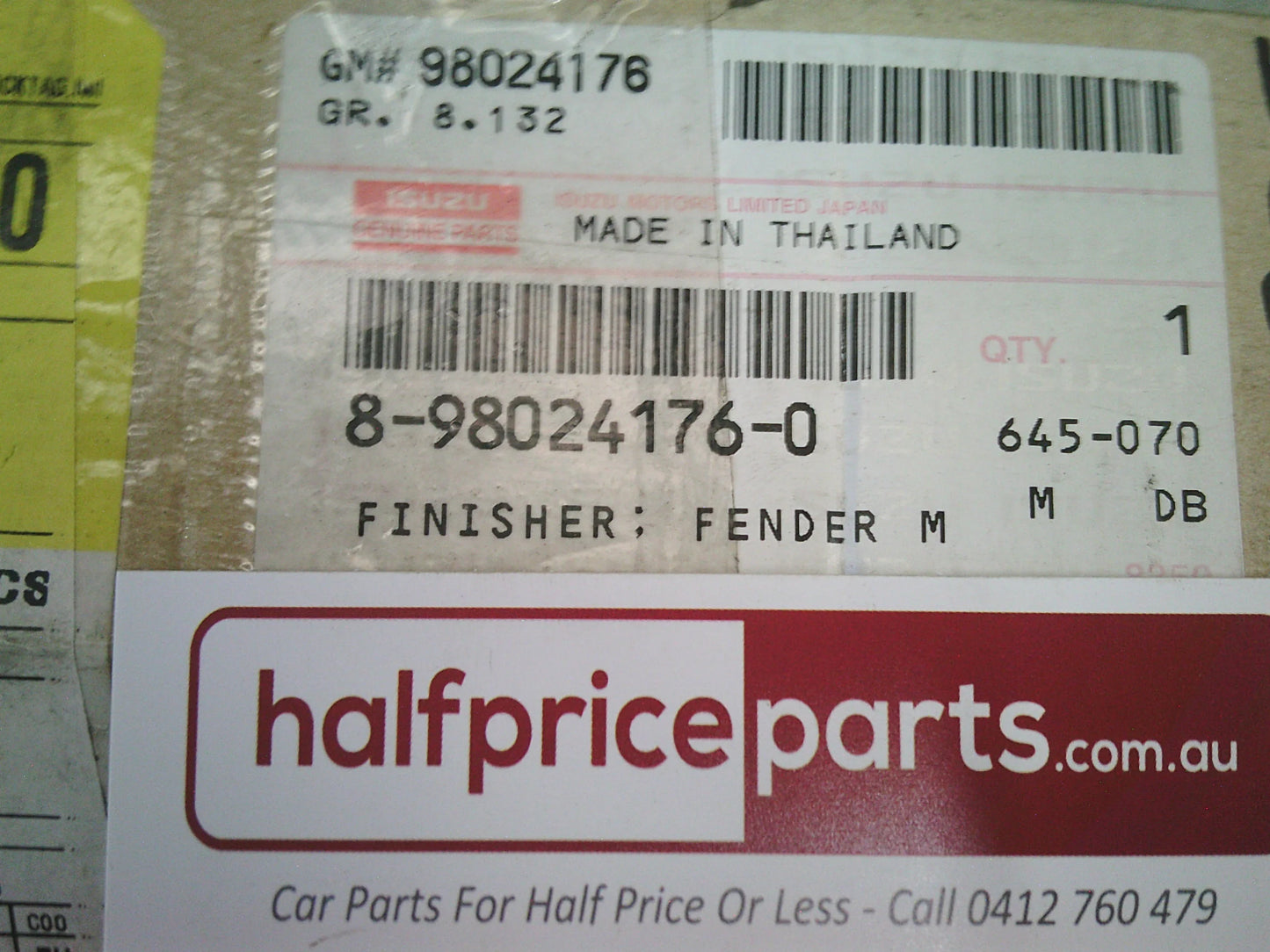 Holden RA Rodeo Single Cab Genuine Front Flare Rubber Seal New Part