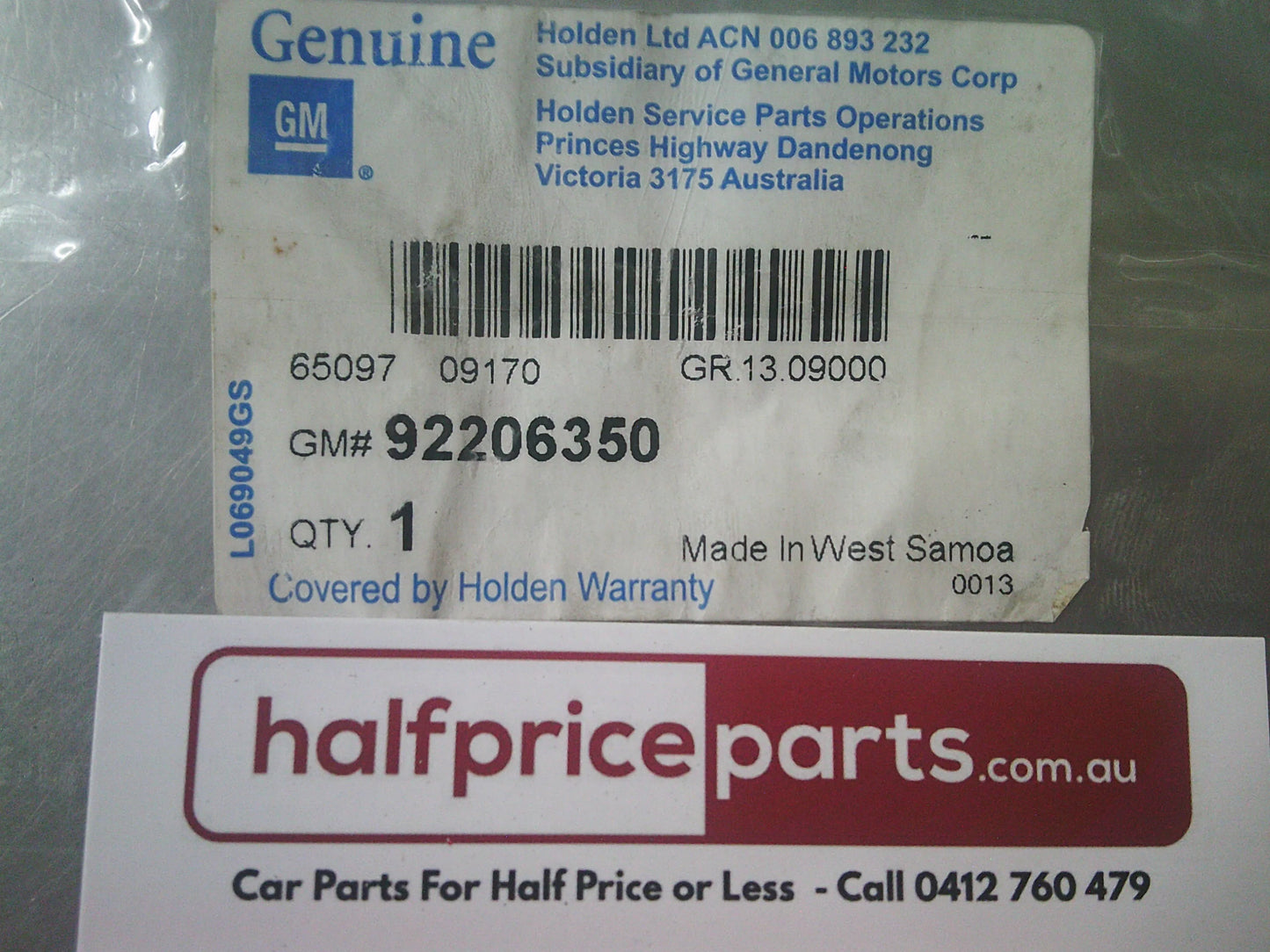 Holden VE Commodore Series I Genuine Right Hand Rear Door Wiring Loom New Part