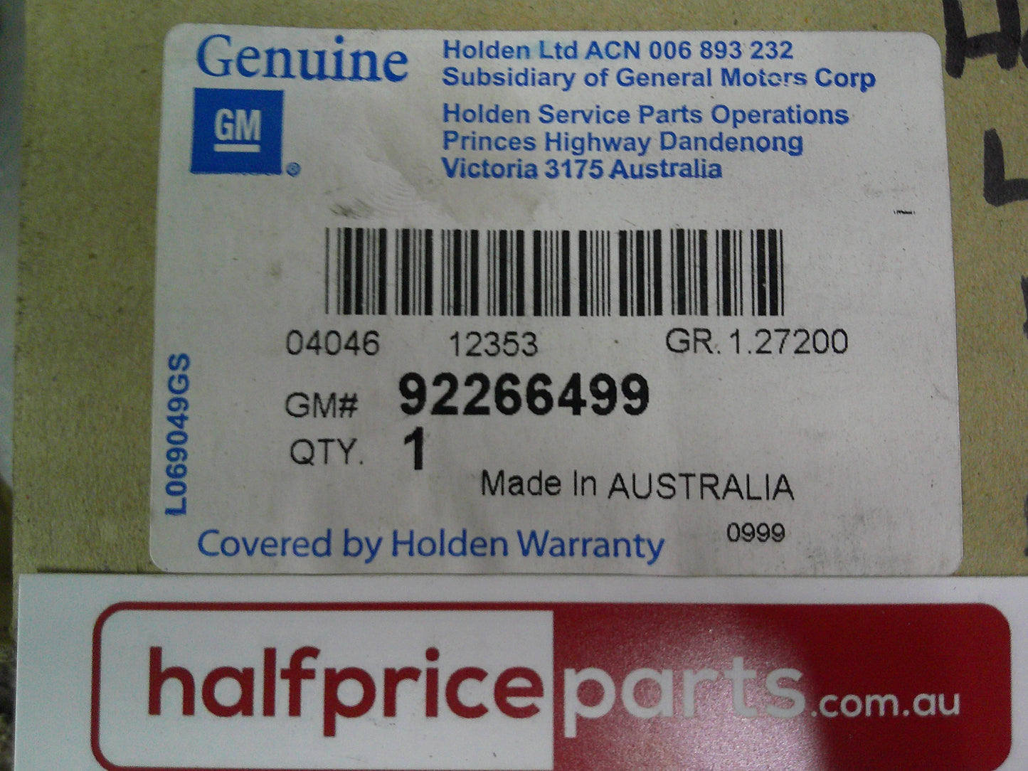 Holden VF/Evoke/Ute Commodore Genuine Left Hand Lower Air Baffle New Part