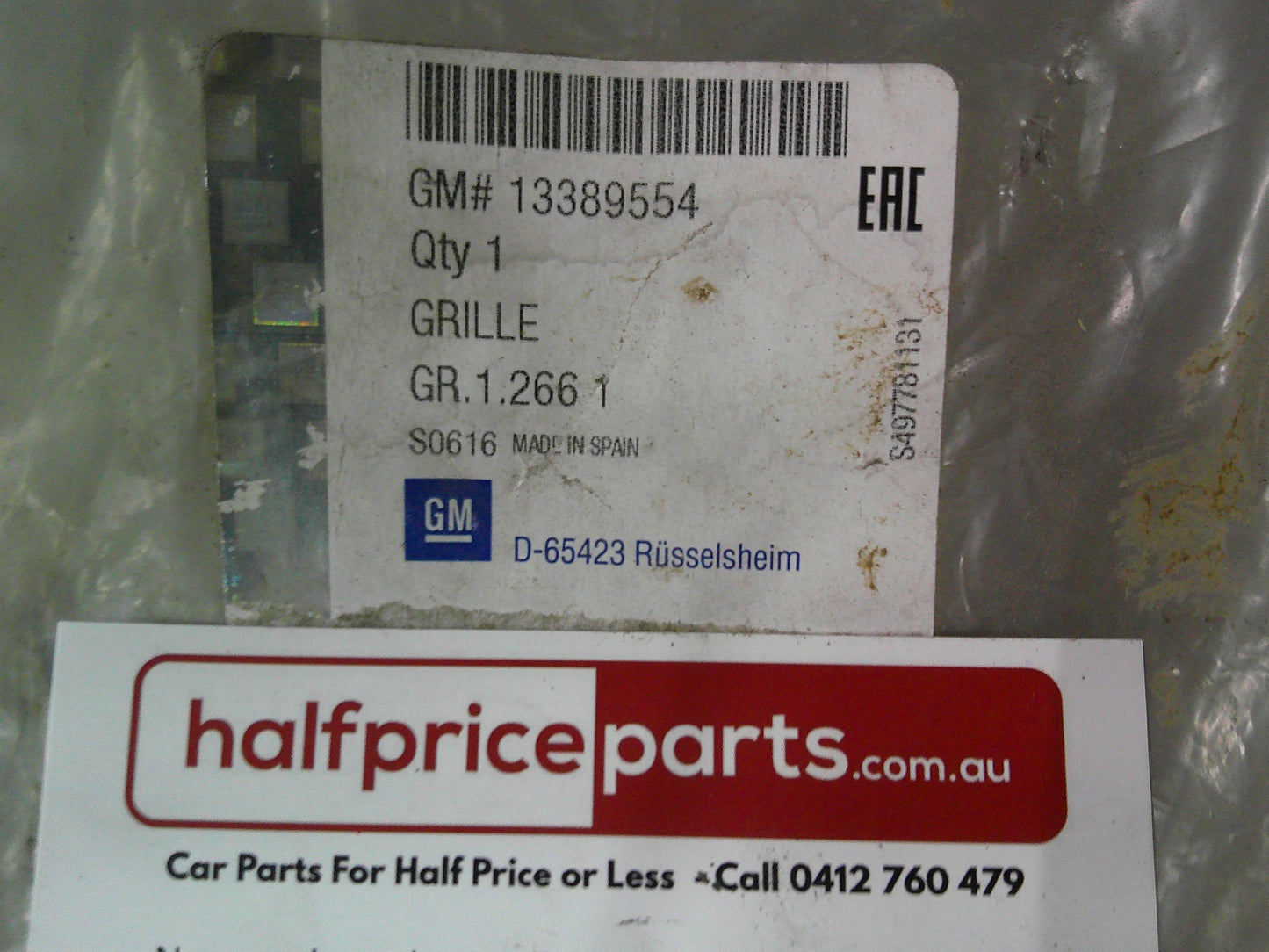 Holden TK Barina Genuine Front Bumper Lower Grille With Air Temp Sensor New Part