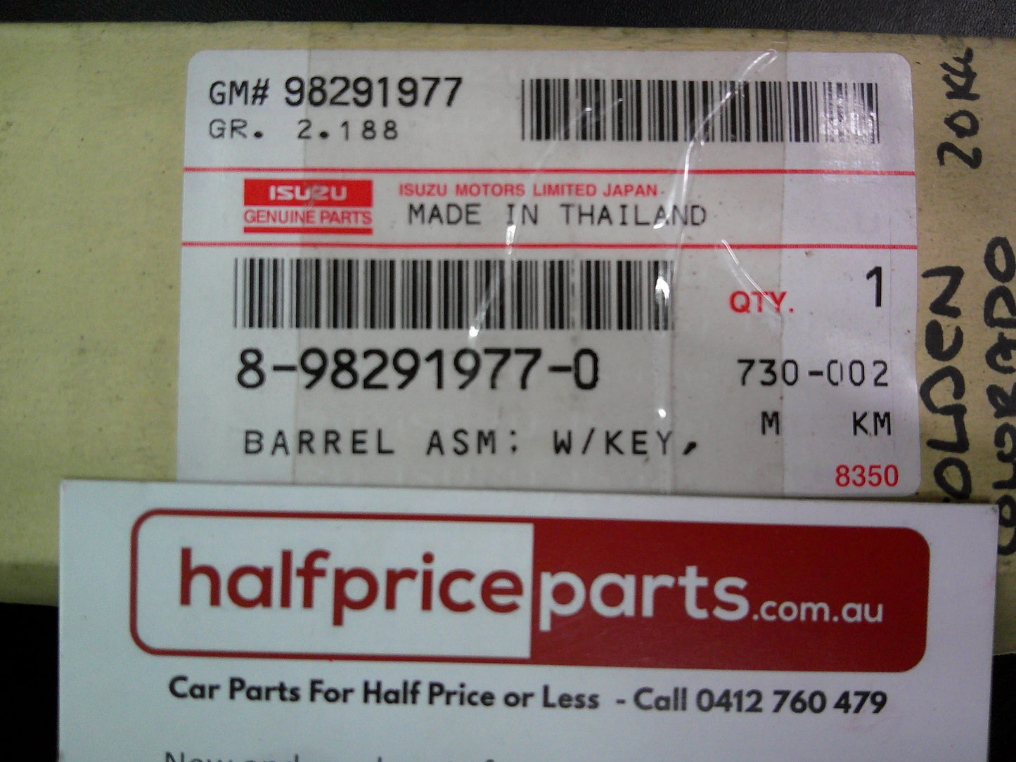 Holden RA Rodeo/RC Colorado Genuine Ignition Barrel With 2 Keys New Part