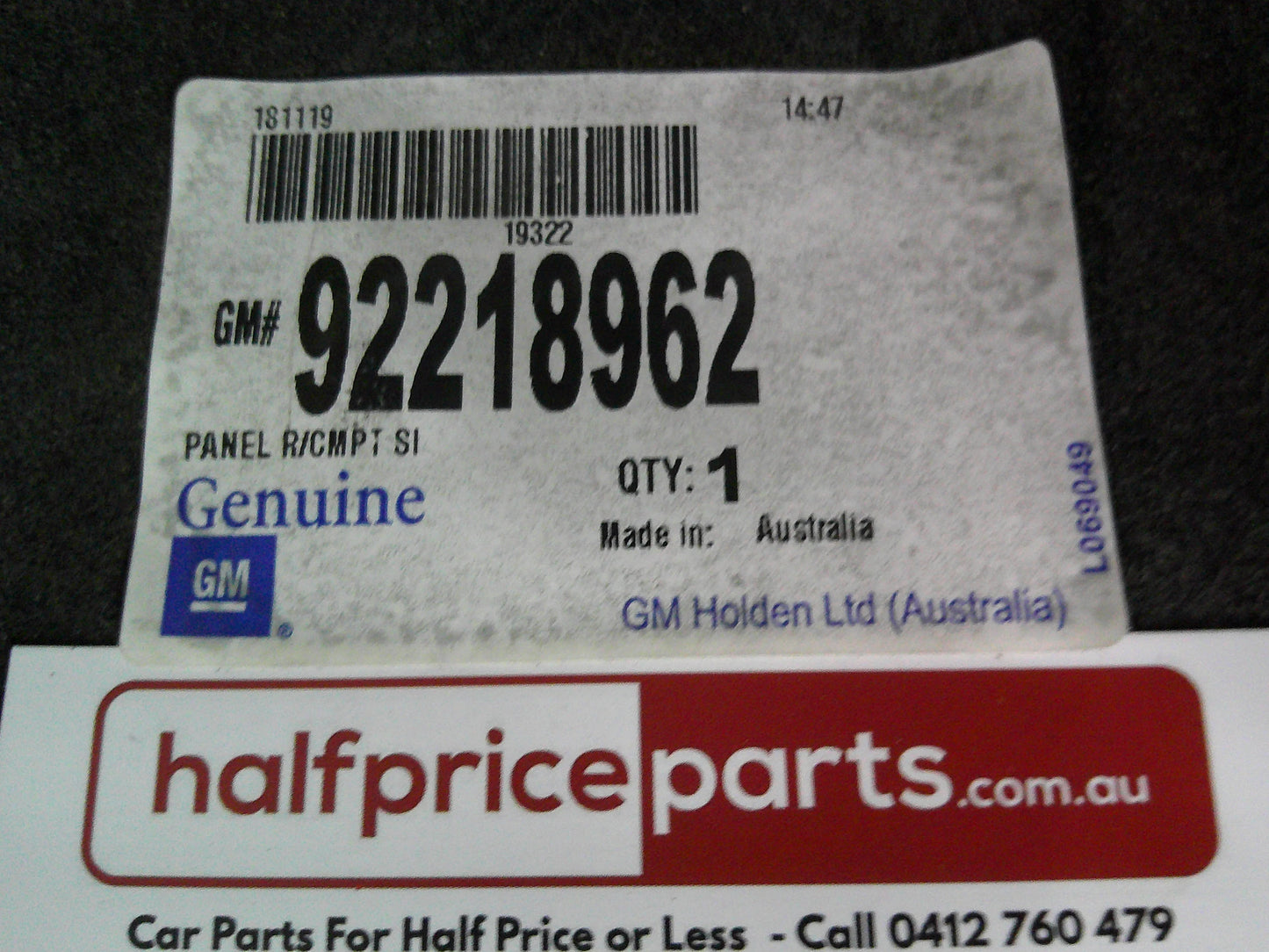 Holden VE Commodore Genuine Rear Left Hand Compartment Battery Side Trim Panel New Part
