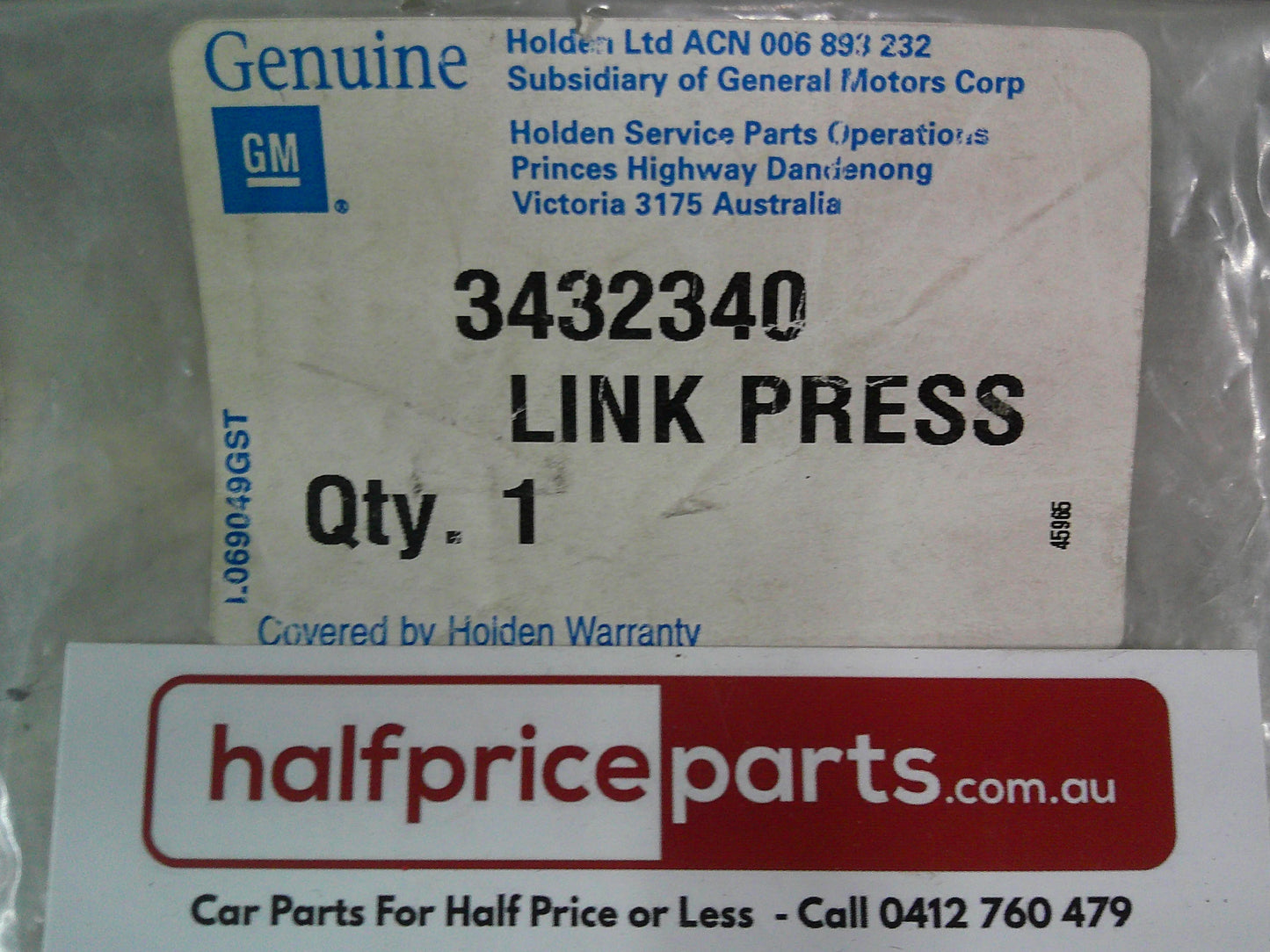 Holden Commodore Genuine Handbrake Pressure Link New Part