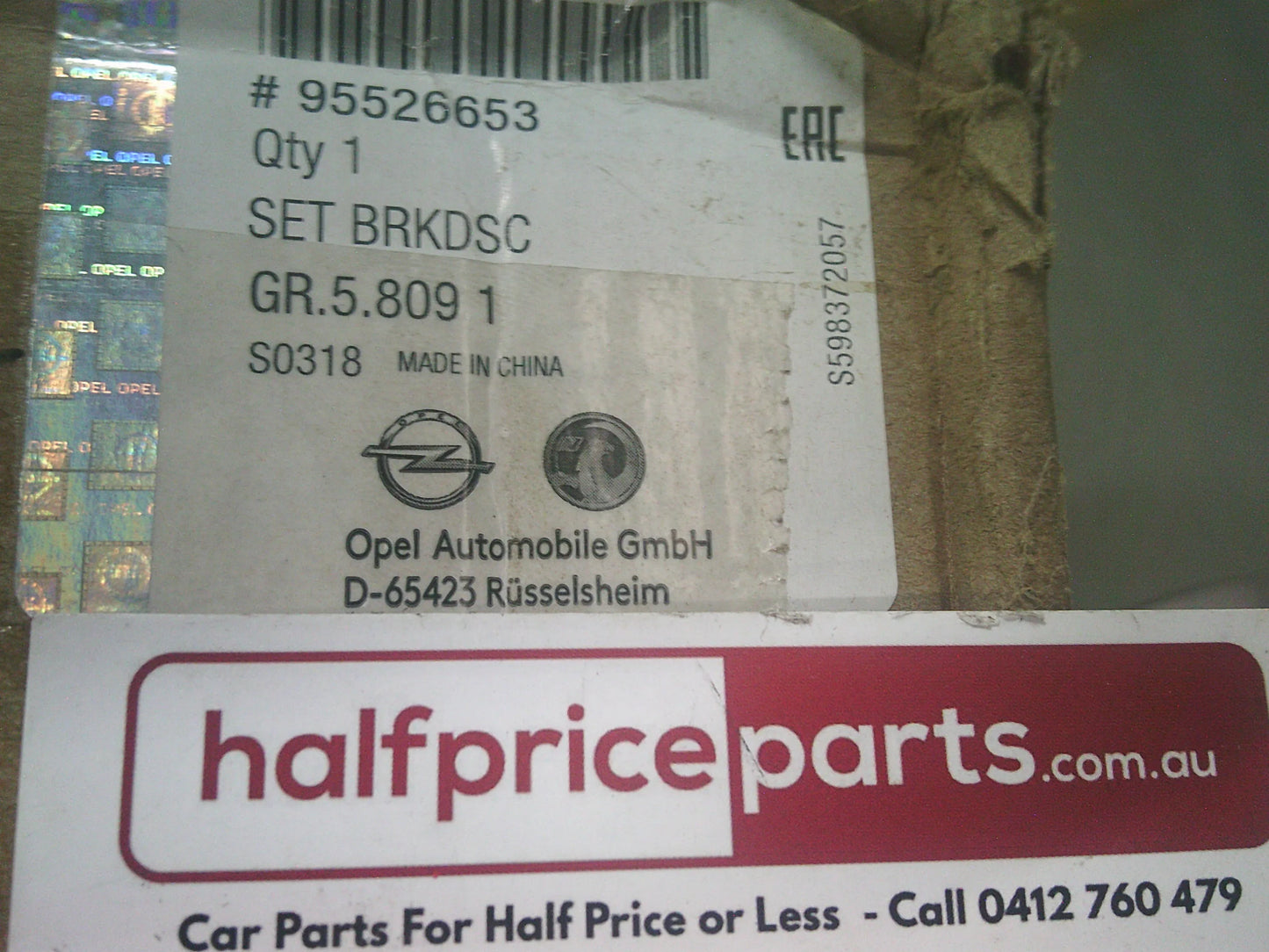 Holden XC Barina Combo Genuine Front Rotor Set (Sold As Pair Only) New Part