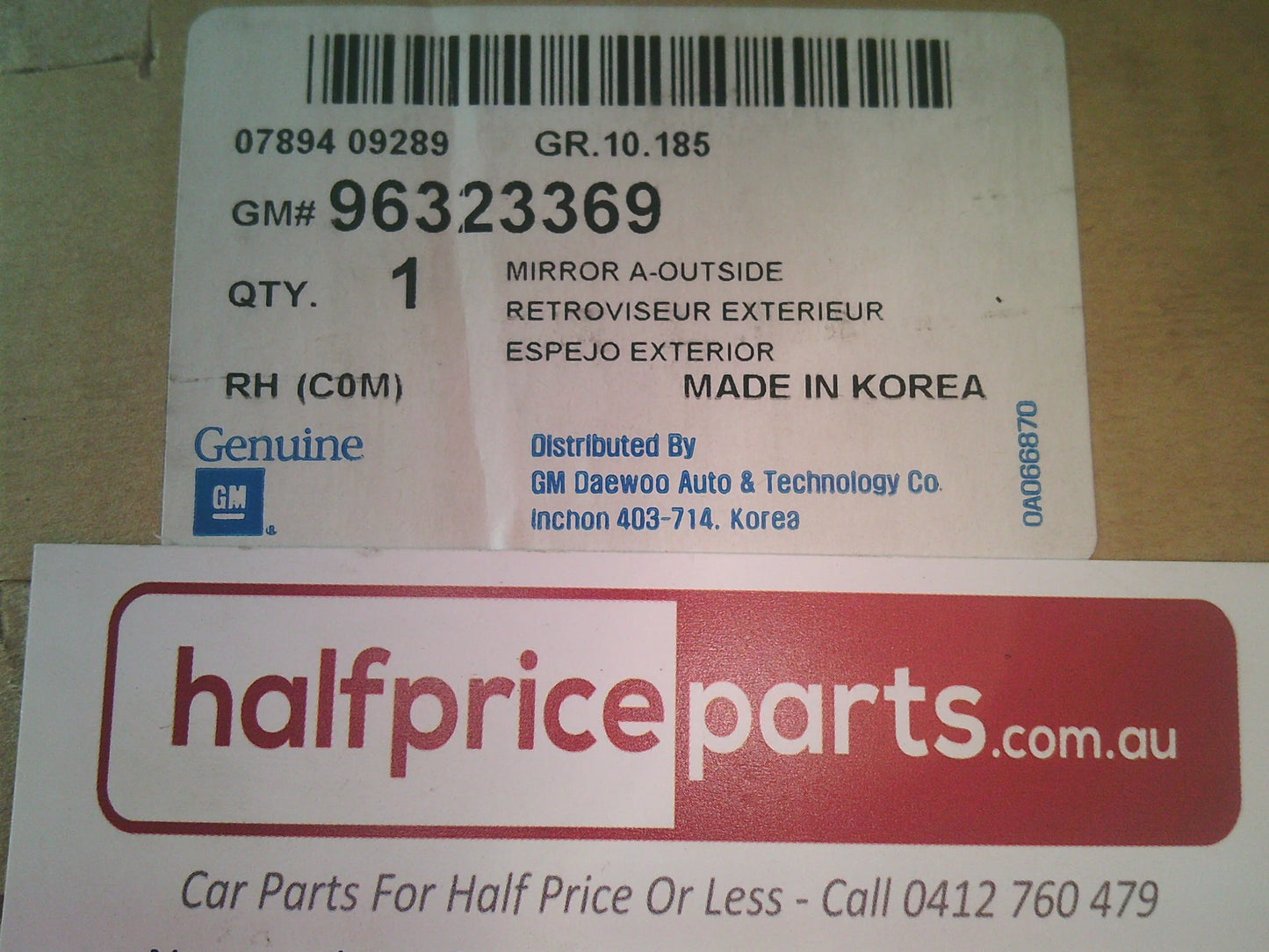 Deawoo Matiz Genuine Right Hand Side Outer (Drivers) Mirror New Part