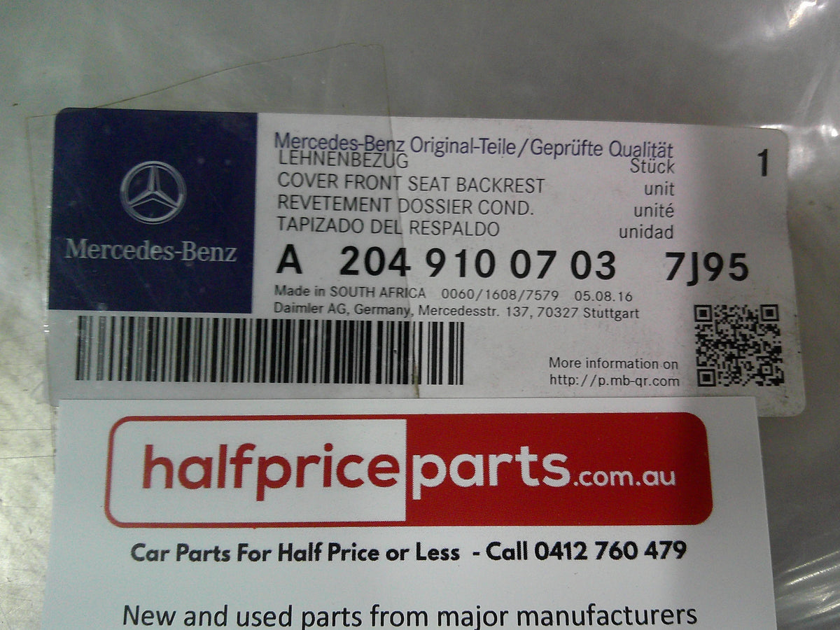 Mercedes-Benz 204 Series Genuine Left Hand Front Seat Back In Alpaca Gray Leather New Part