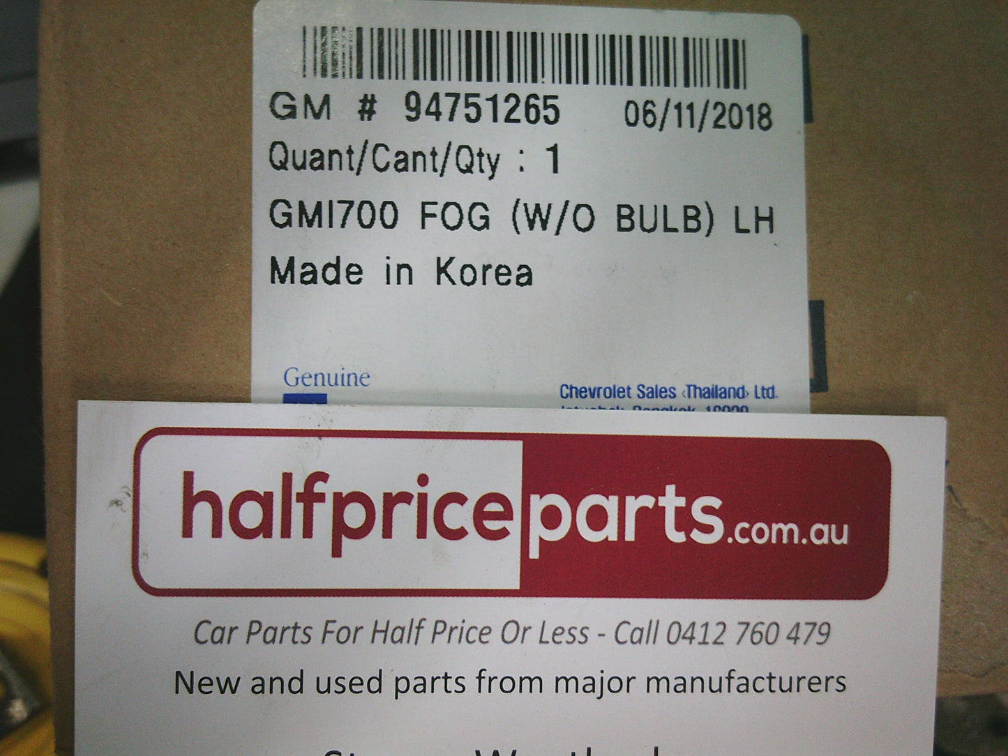 Holden RG Colorado Front Left Fog Light Lens W/O Bulb - New Part