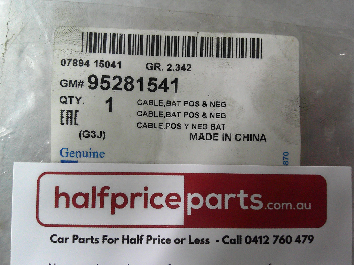 Holden JG/JH Cruze Genuine Positive And Negative Battery Cable New Part