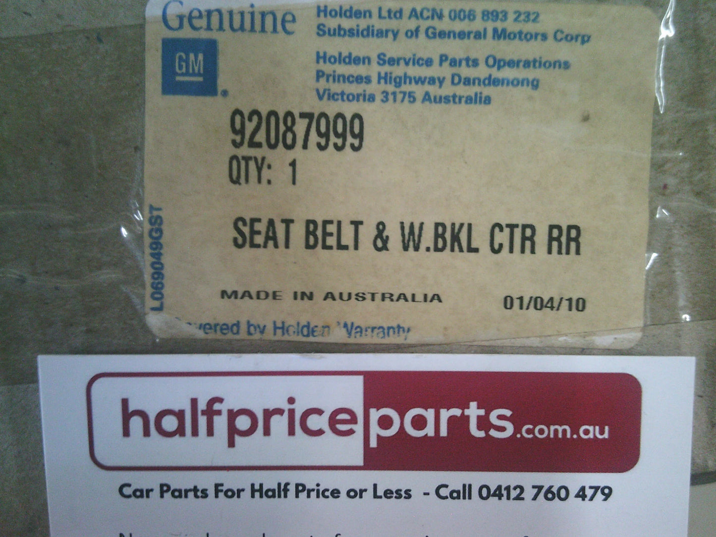 Holden VX/VY Commodore Genuine Rear Centre Seat Belt With Buckle (Colour Shale) New Part