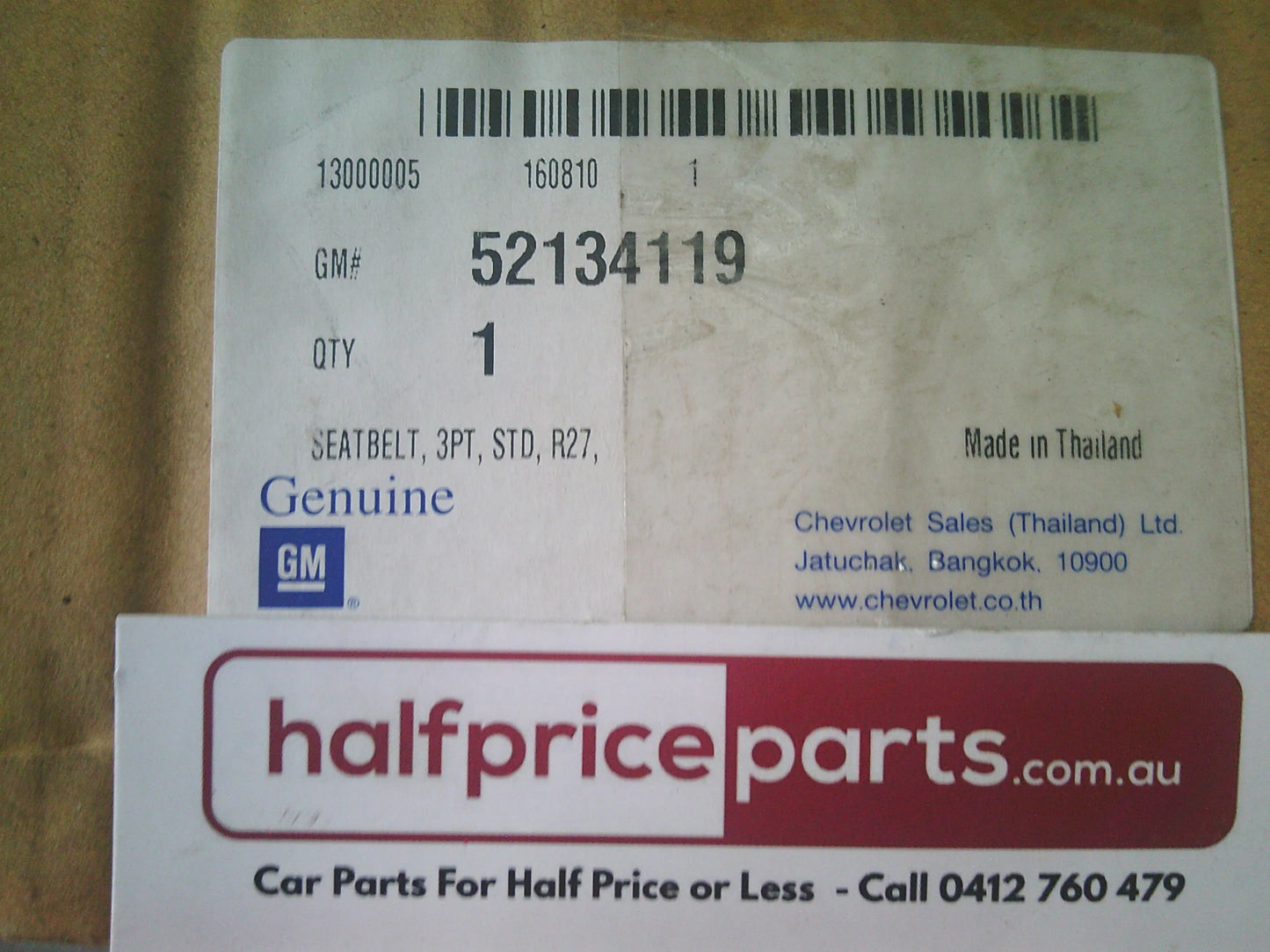 Holden RG Colorado Dual Cab Genuine Middle Rear Seat Belt Retractor Assembly New Part