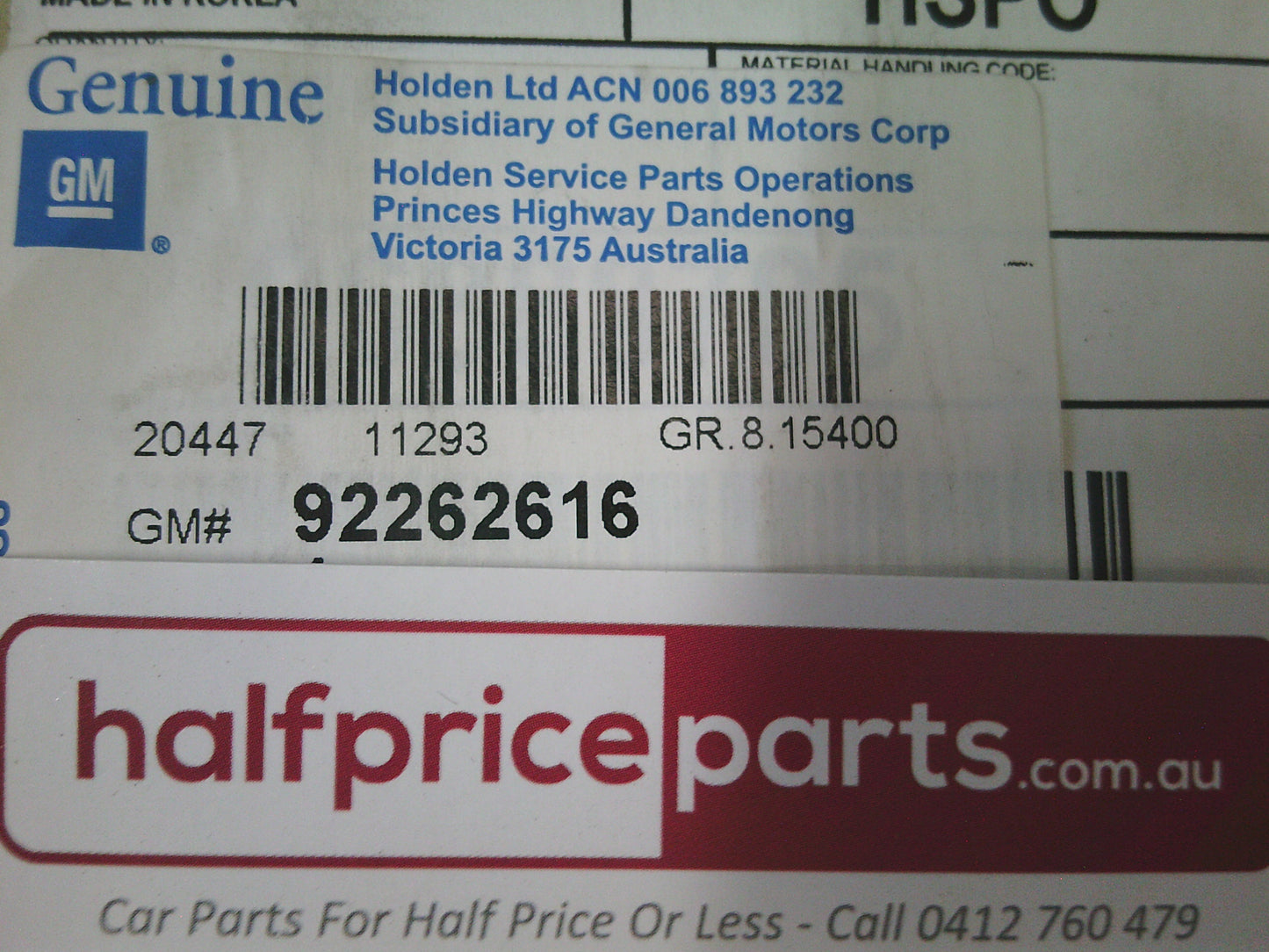 Holden JH Cruze Genuine Rear Mud Flap Set - New Part