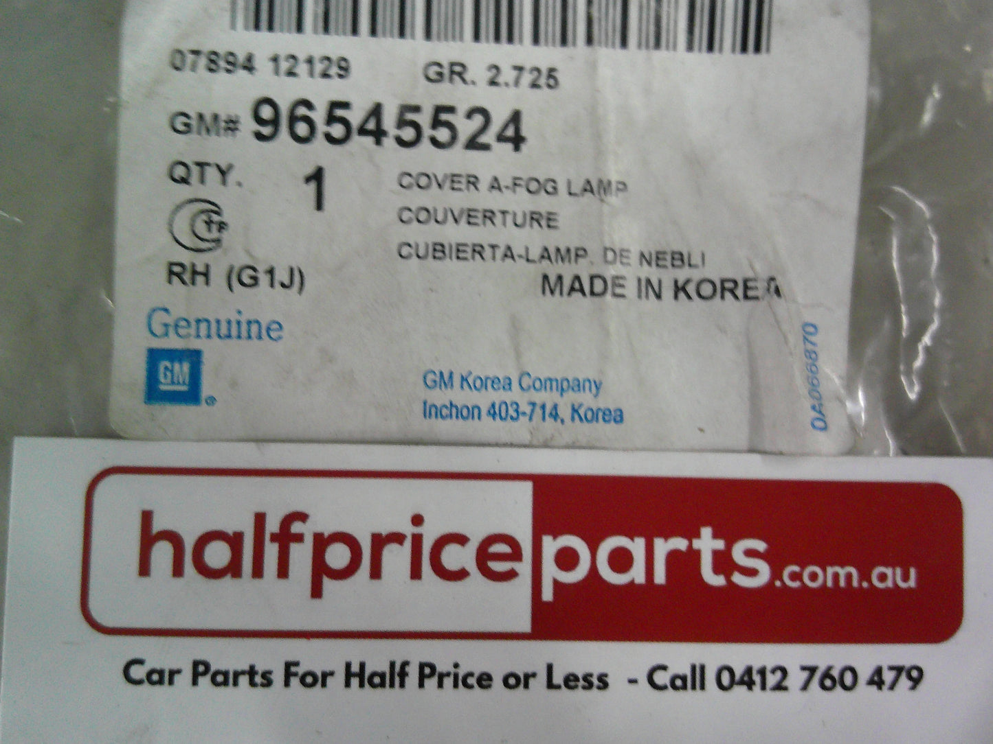 Holden Viva Genuine Right Hand Front Bumper Fog Light Cover New Part