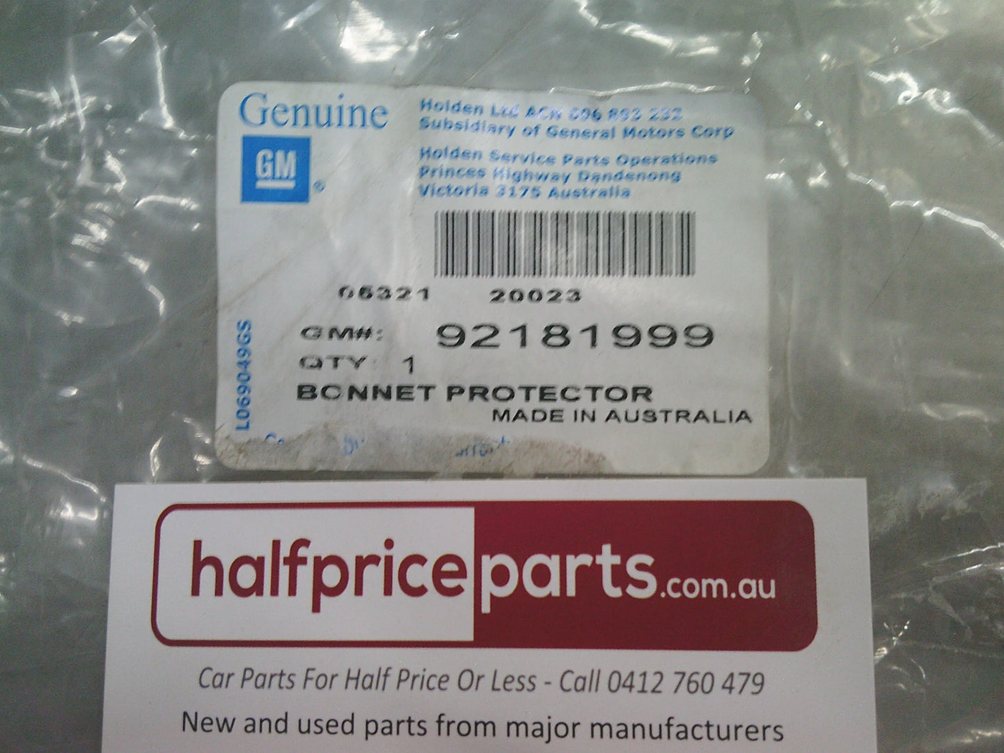 Holden VE Calais Genuine Clear Bonnet Protector With Fitting Kit New Part