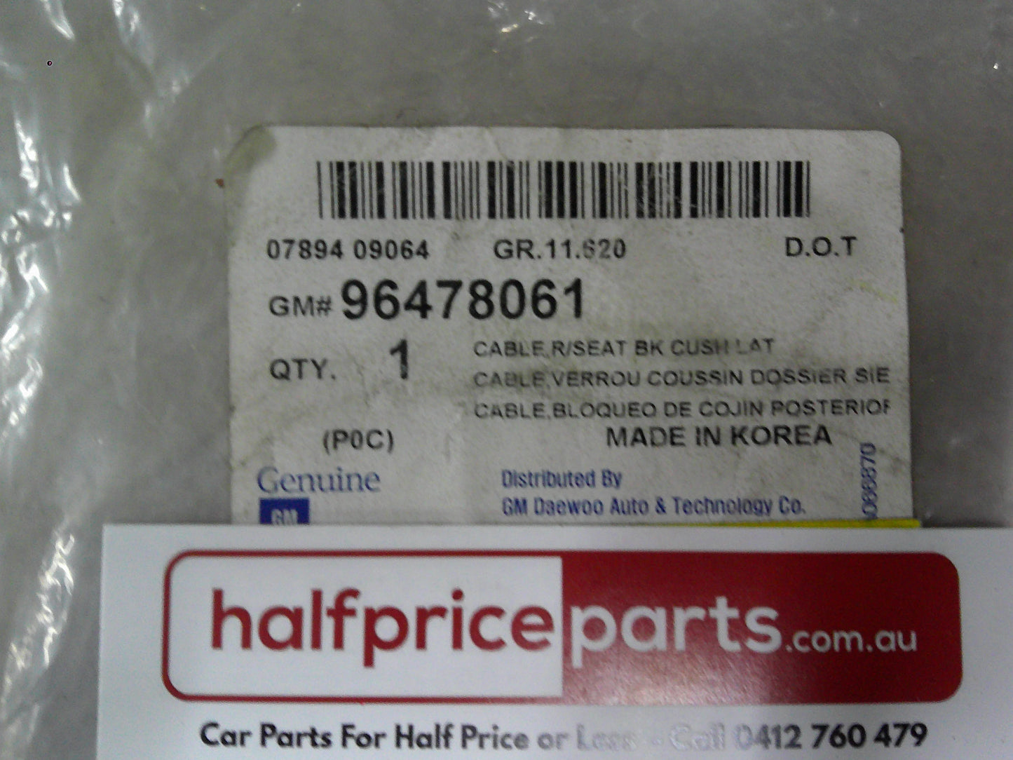 Holden CG Captiva Genuine Cable Rear Seat Back Cushion Latch New Part