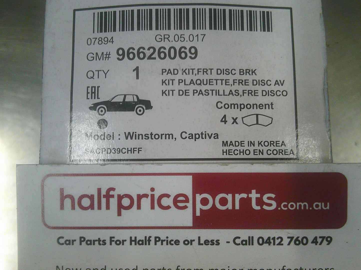 Holden Captiva CG/CG7 Genuine Front Brake Pad Set New Part