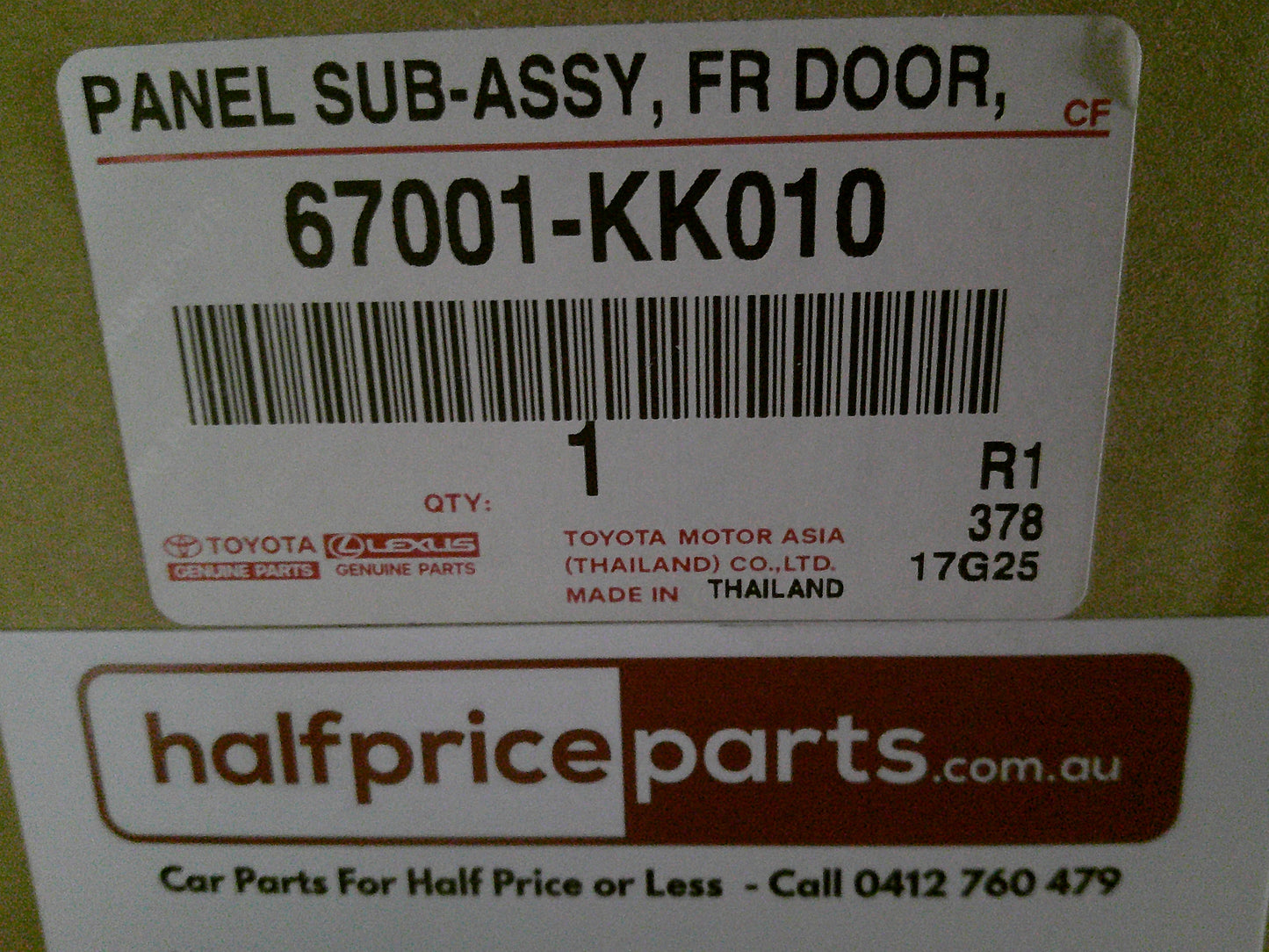 Toyota Dual Cab Hilux/Fortuner Genuine Right Hand Front Door Shell (Unpainted) New Part