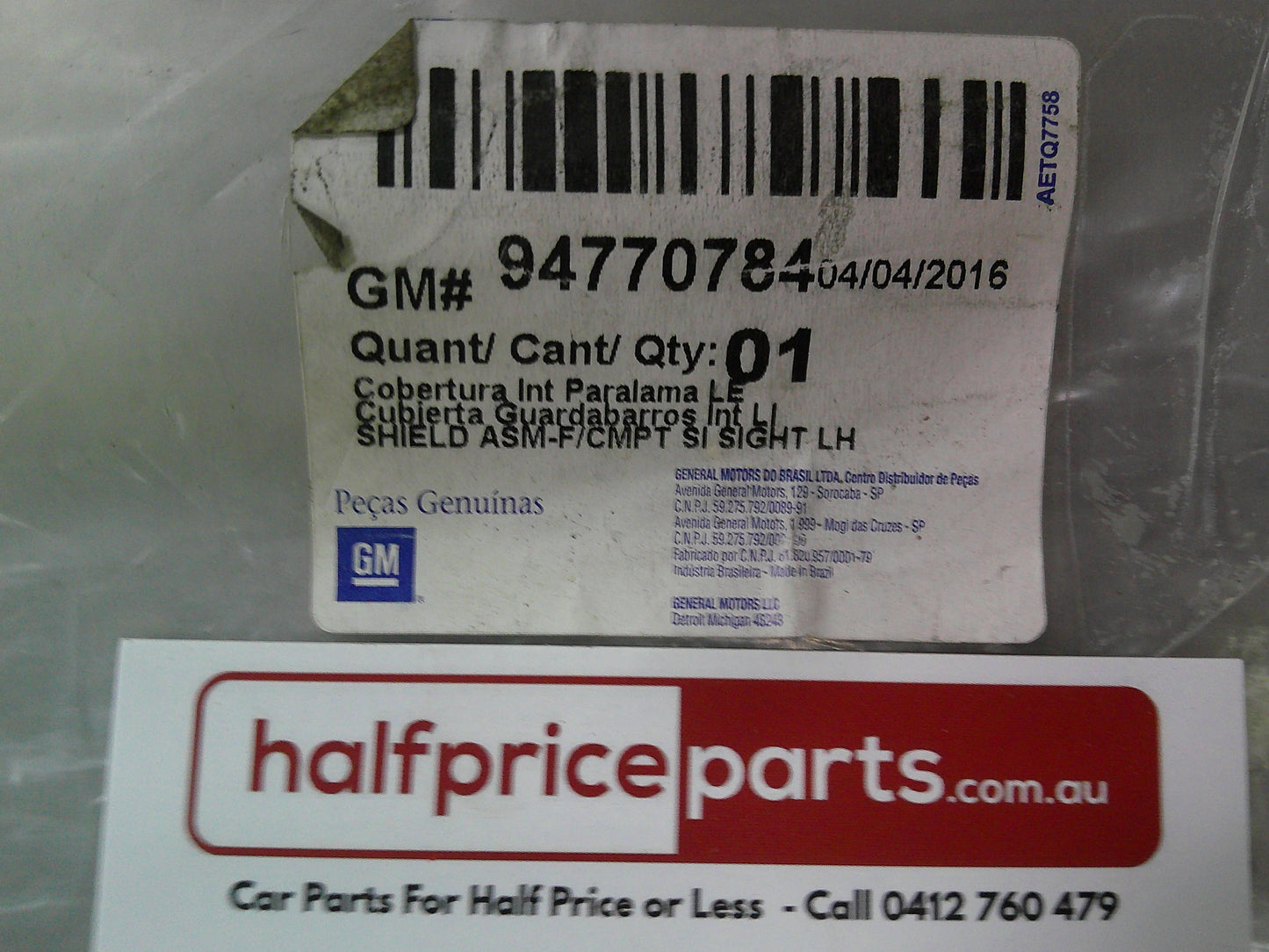 Holden RG Colorado Genuine Left Hand Front Inner Wheel House Shield New Part