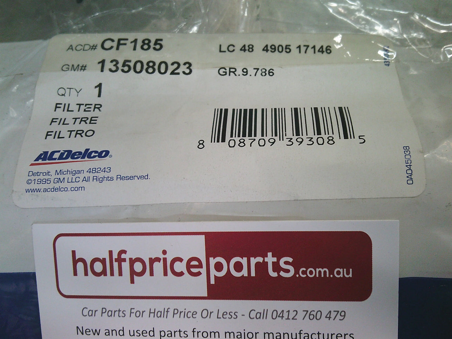 Holden Cruze/Equinox/Malibu/Silverado/Camaro Genuine Cabin Filter New Part