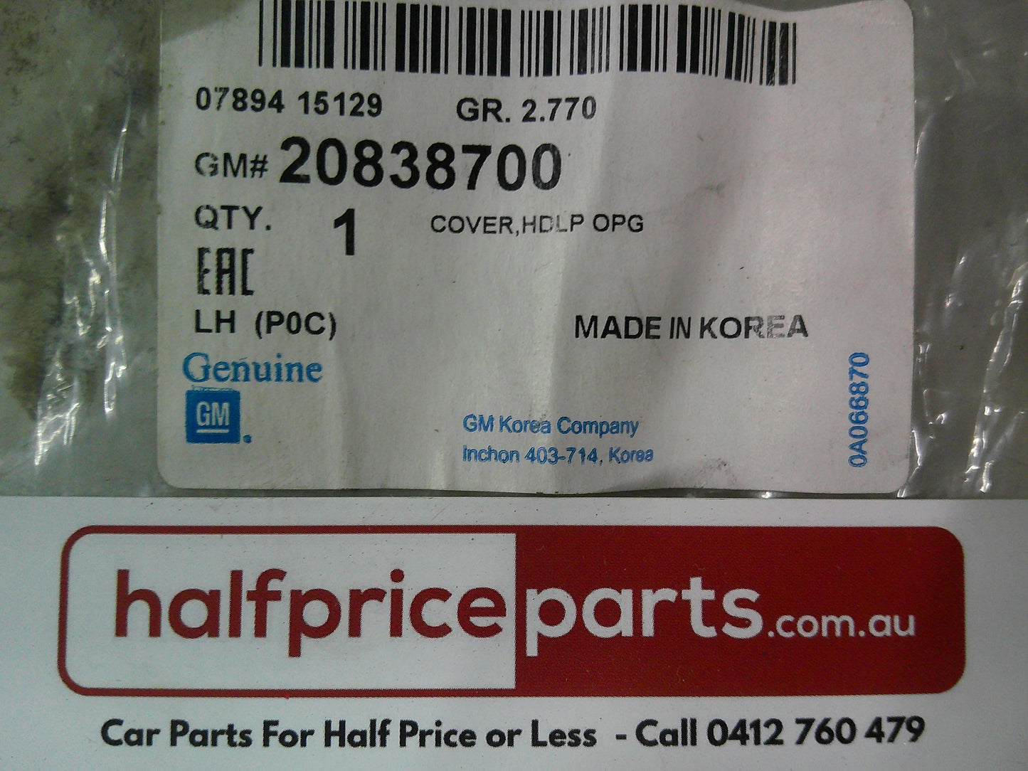 Holden CG7 Captiva Genuine Front Left Hand Headlight Opening Cover Trim New Part