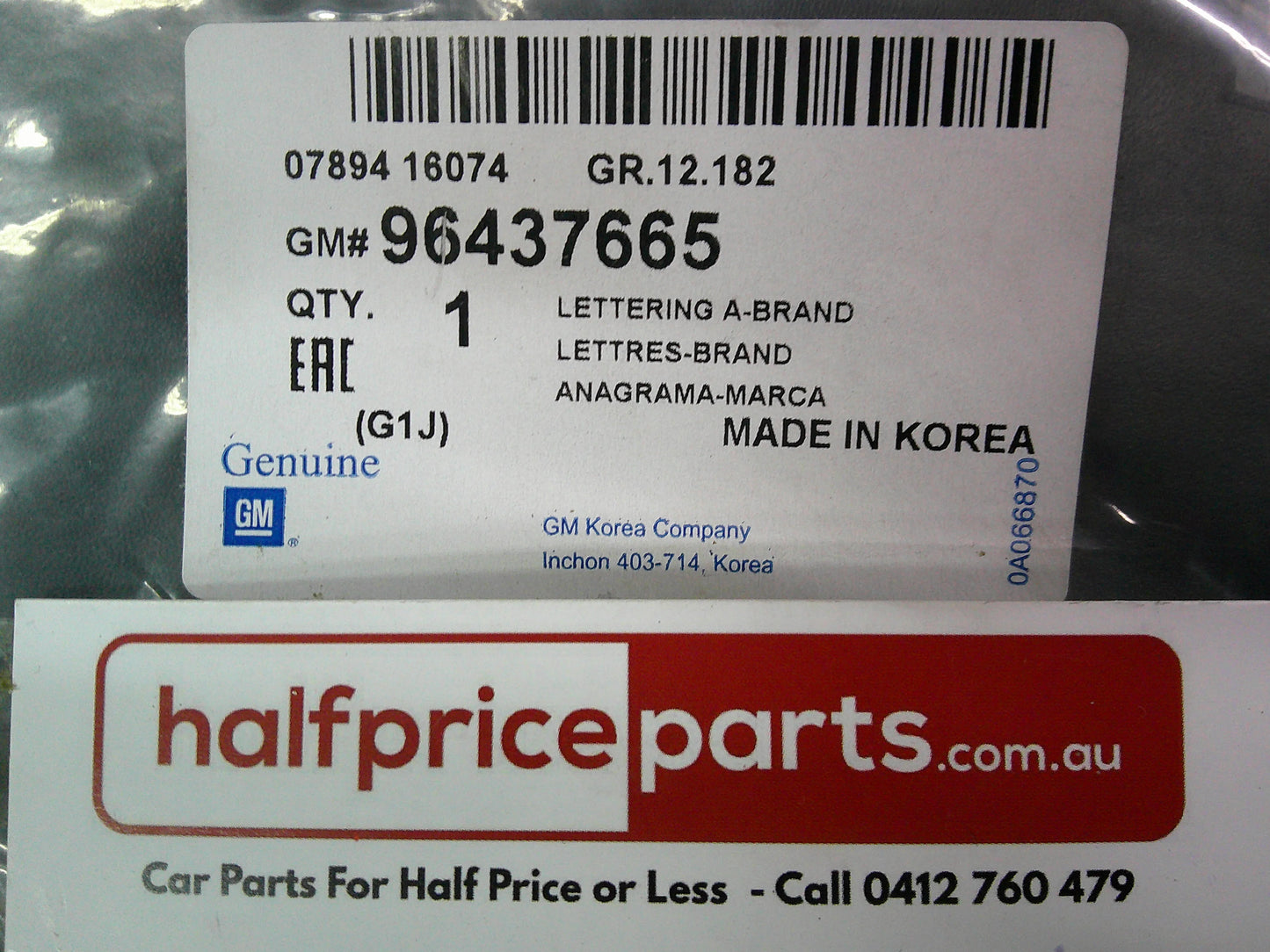 Holden Viva Genuine Boot Lid Emblem New Part