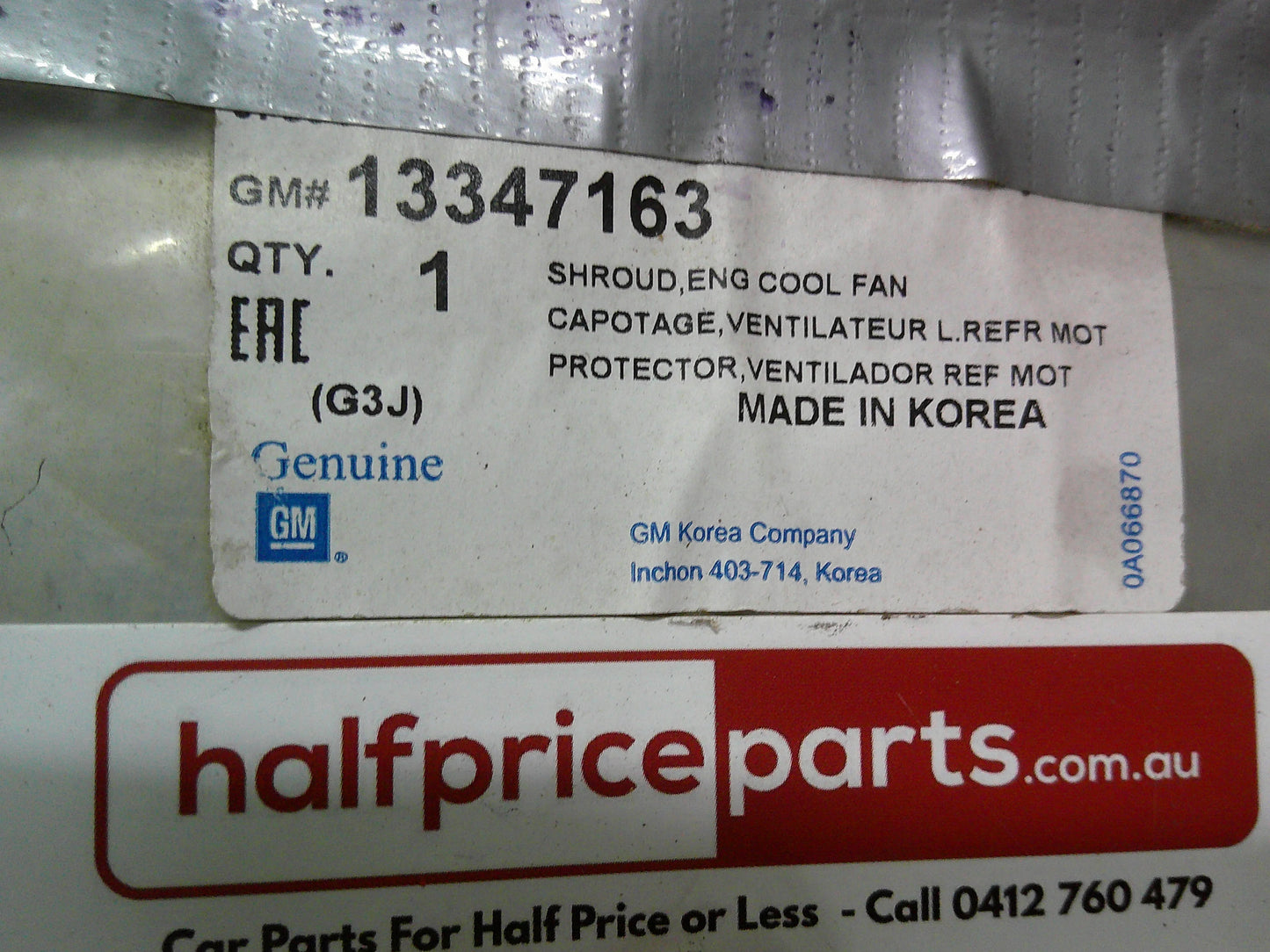 Holden JH Cruze Genuine Front Radiator Cooling Fan Housing New Part