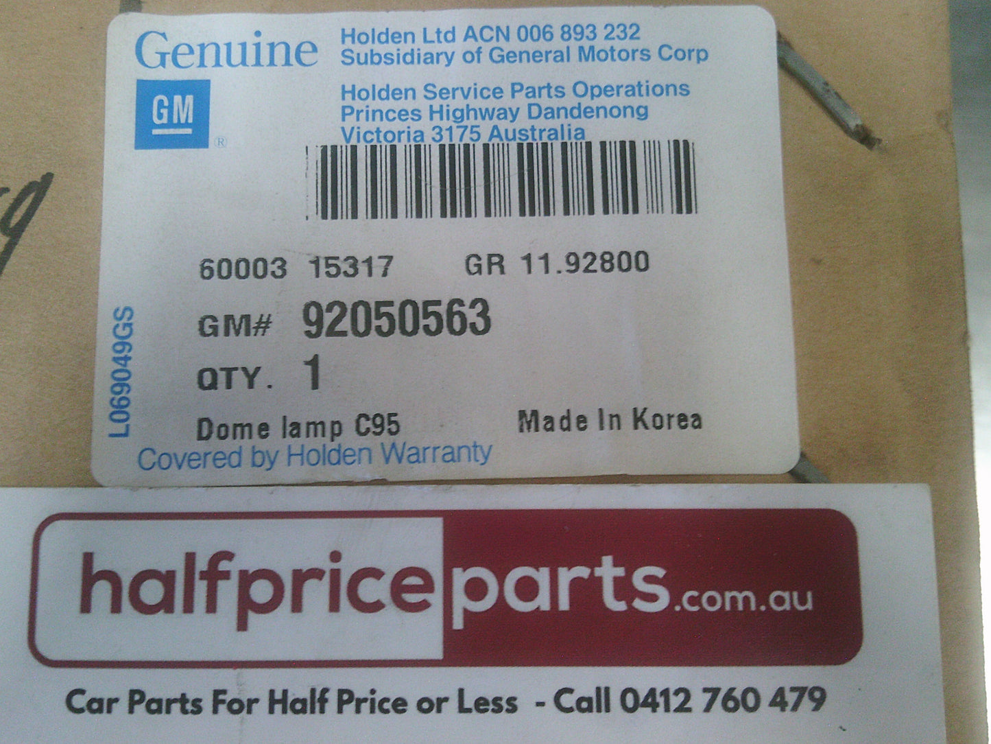 Holden VT Commodore/Monaro/Statesman/Calais Interior Light Assy New Part