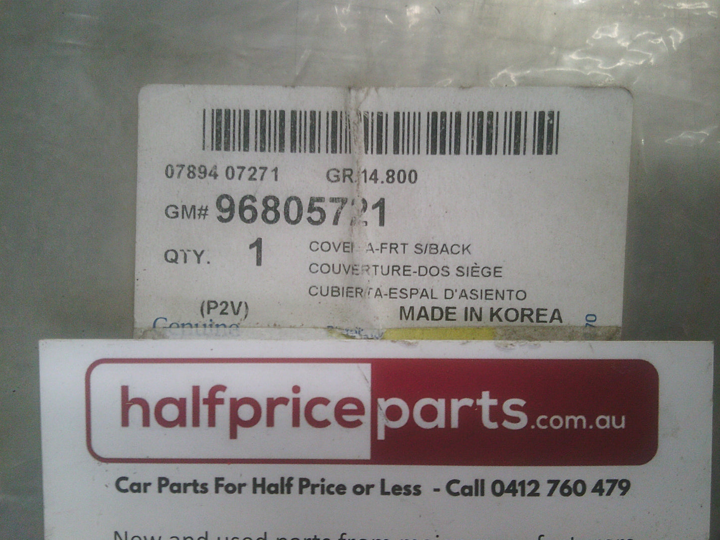 Holden EP Epica Genuine Front Seat Back Panel With Pocket New Part