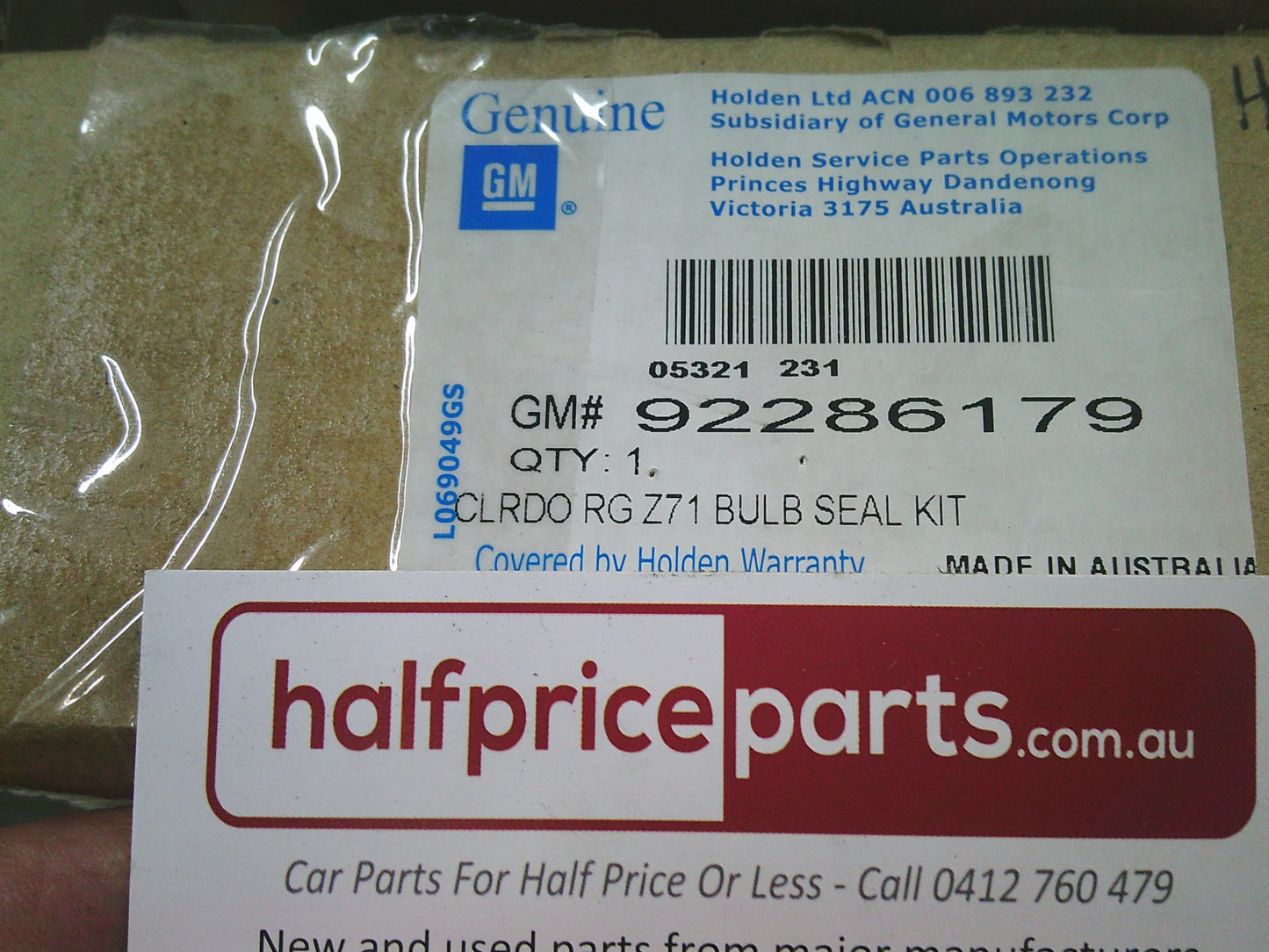 Holden Colorado RG Z71 Genuine PUBX Cover Front Bulb Seal Kit New Part