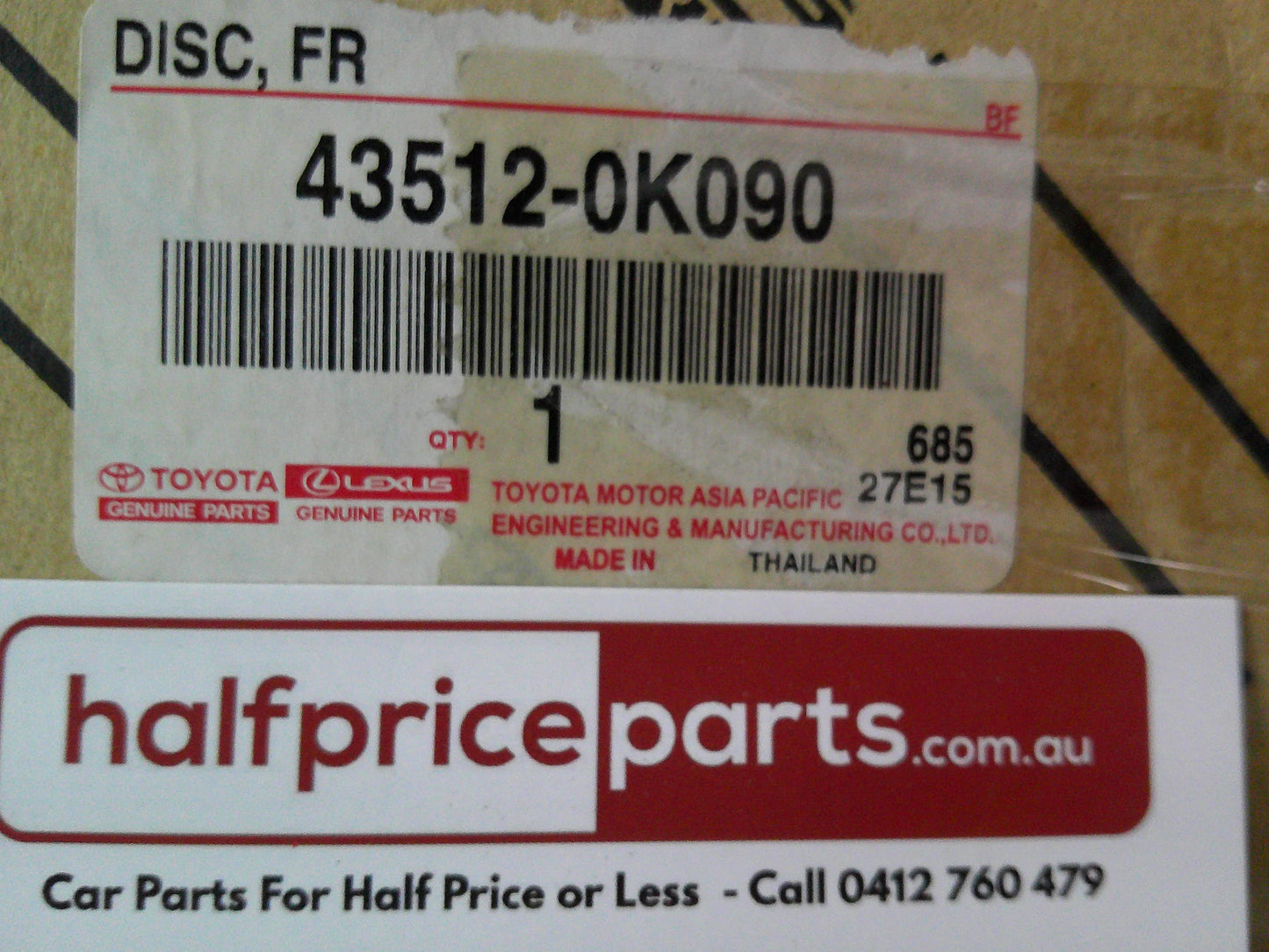 Toyota Hilux KUN26/GGN25/TGN126/GUN125/GUN126 Genuine Front Disc Rotors (Sold As Pair Only) New Part