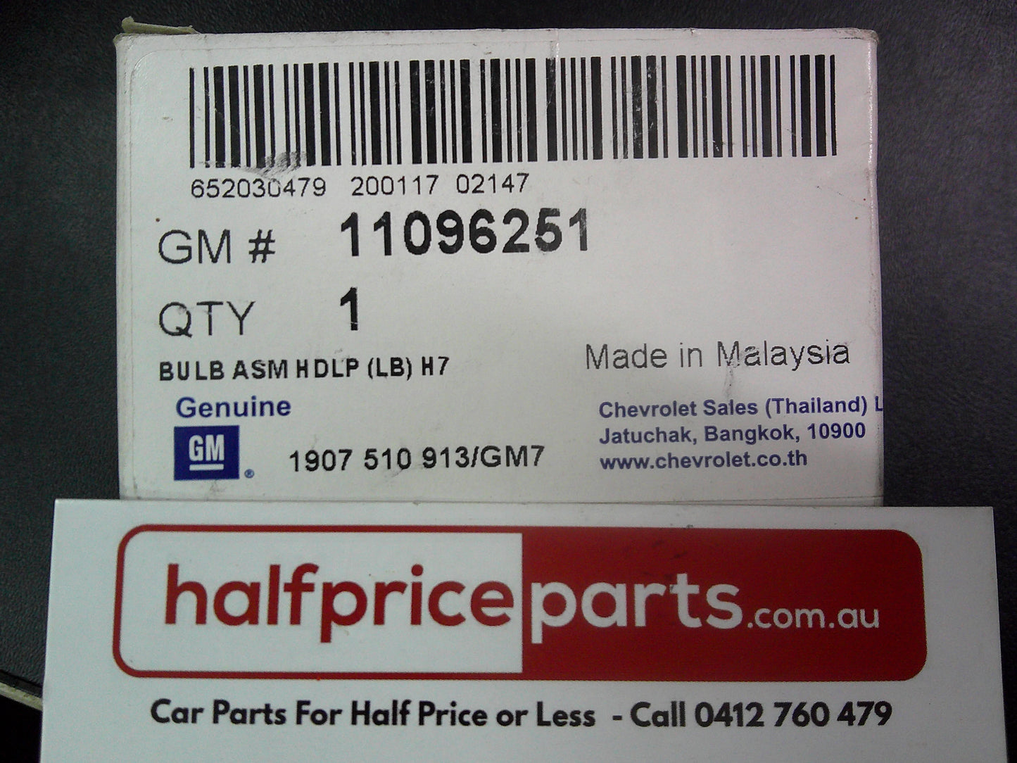 Holden Genuine 12 Volt 55 Watt H7 UV-Resistant Head Light Bulb New Part