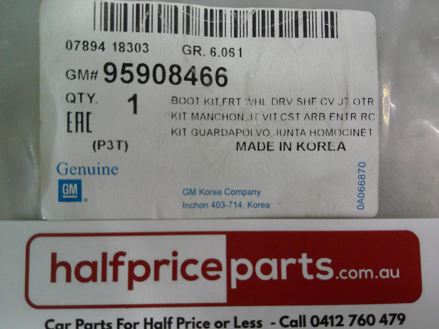 Holden Trax Genuine Right Hand Front Outer CV Boot Drive Shaft New Part