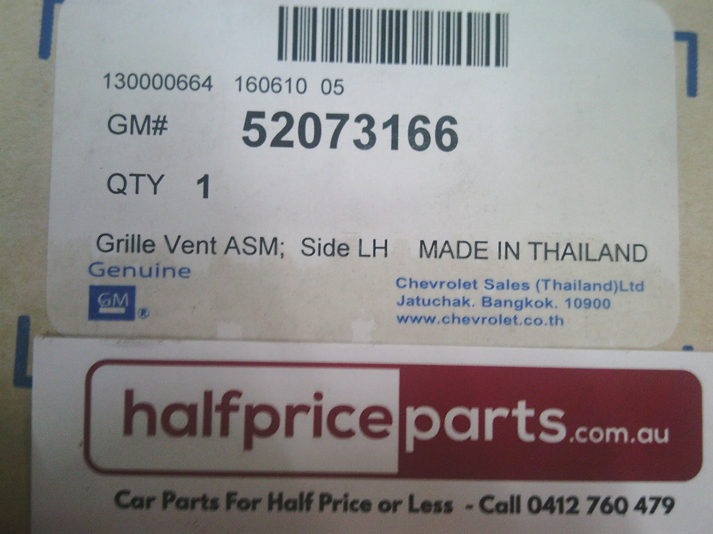 Holden RG Colorado Genuine Left Hand Air Vent Assembly New Part