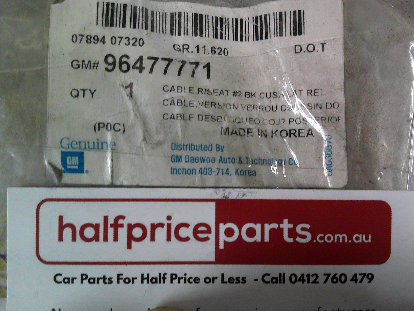 Holden CG Captiva C100 Genuine 3RD Row Rear Seat Cable New Part