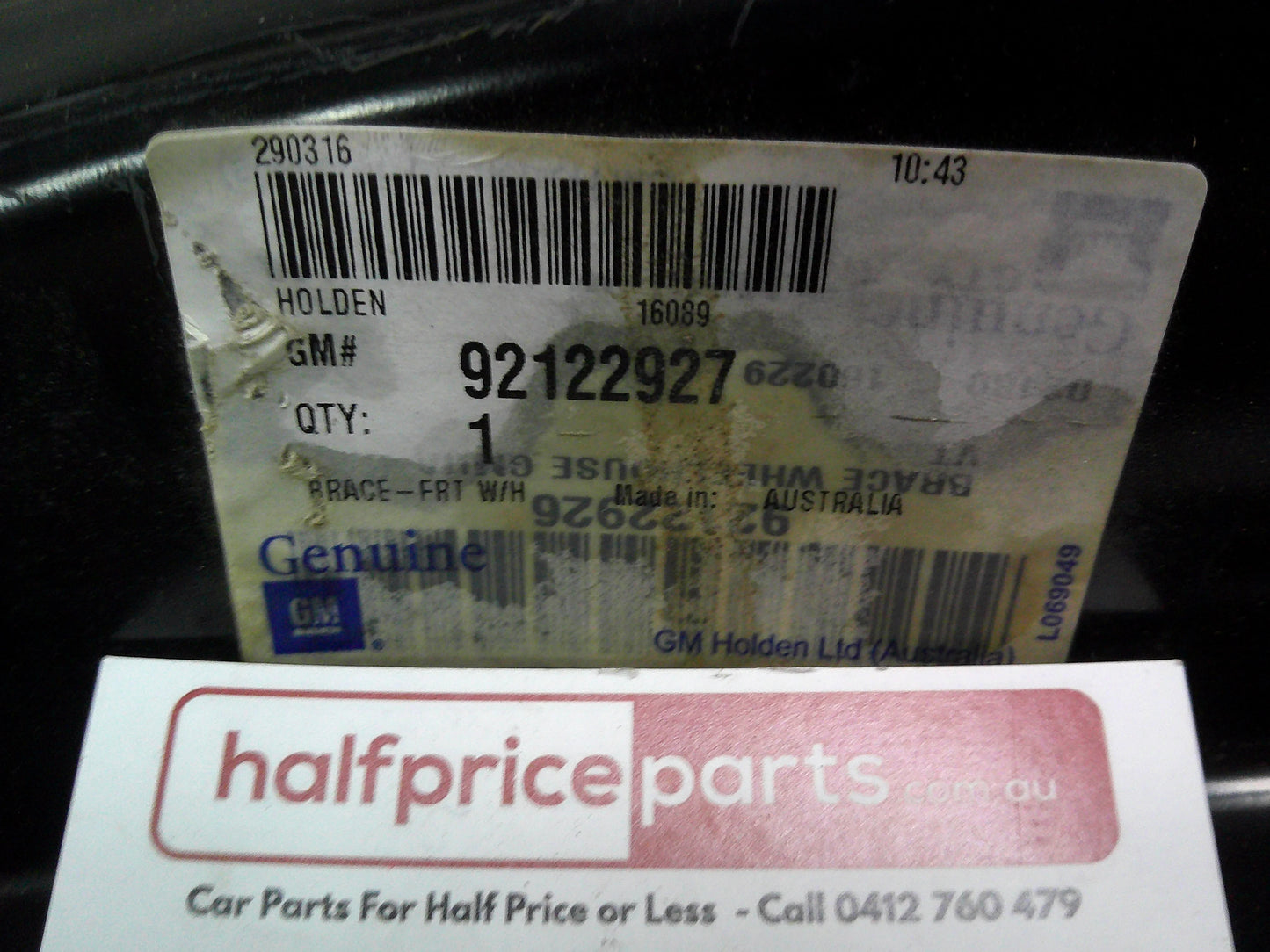 Holden VY/VZ Commodore Genuine Right Hand Front Wheelhouse Brace New Part
