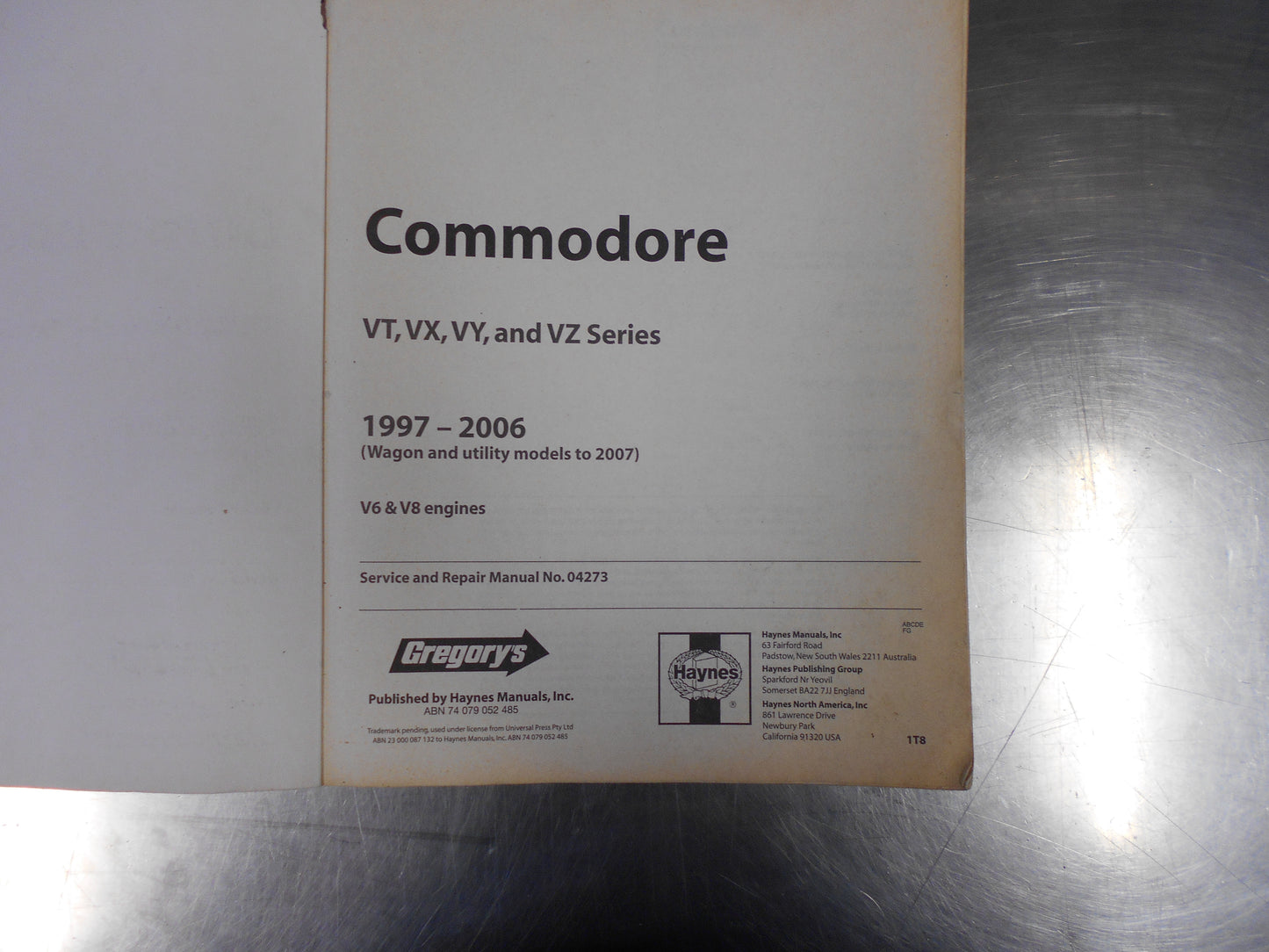Gregorys Genuine Holden Commodore Workshop Manual Used