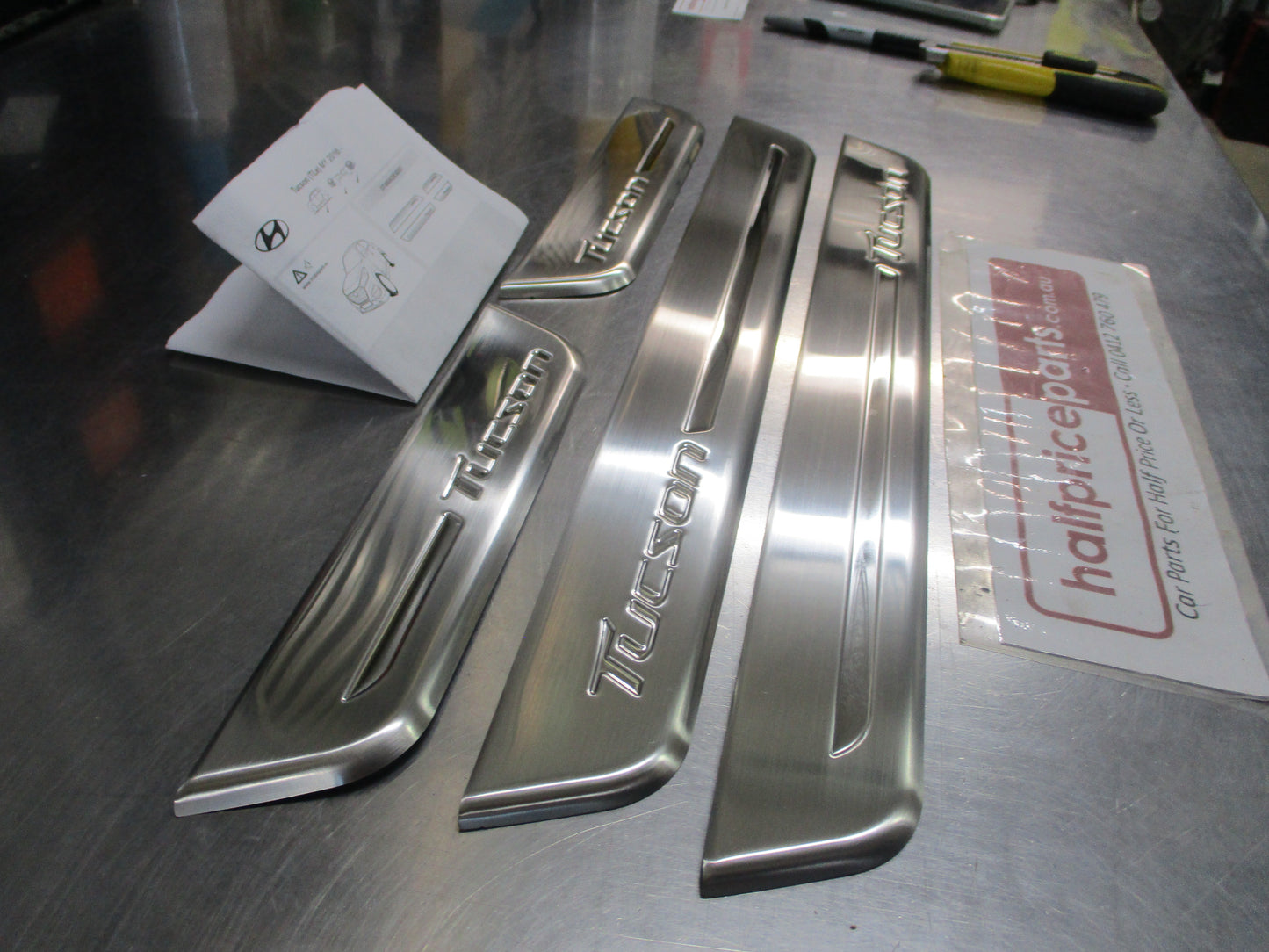 Hyundai Tucson Genuine Stainless Steel Entry Door Guard Set (Scuff Plate Set) New Part