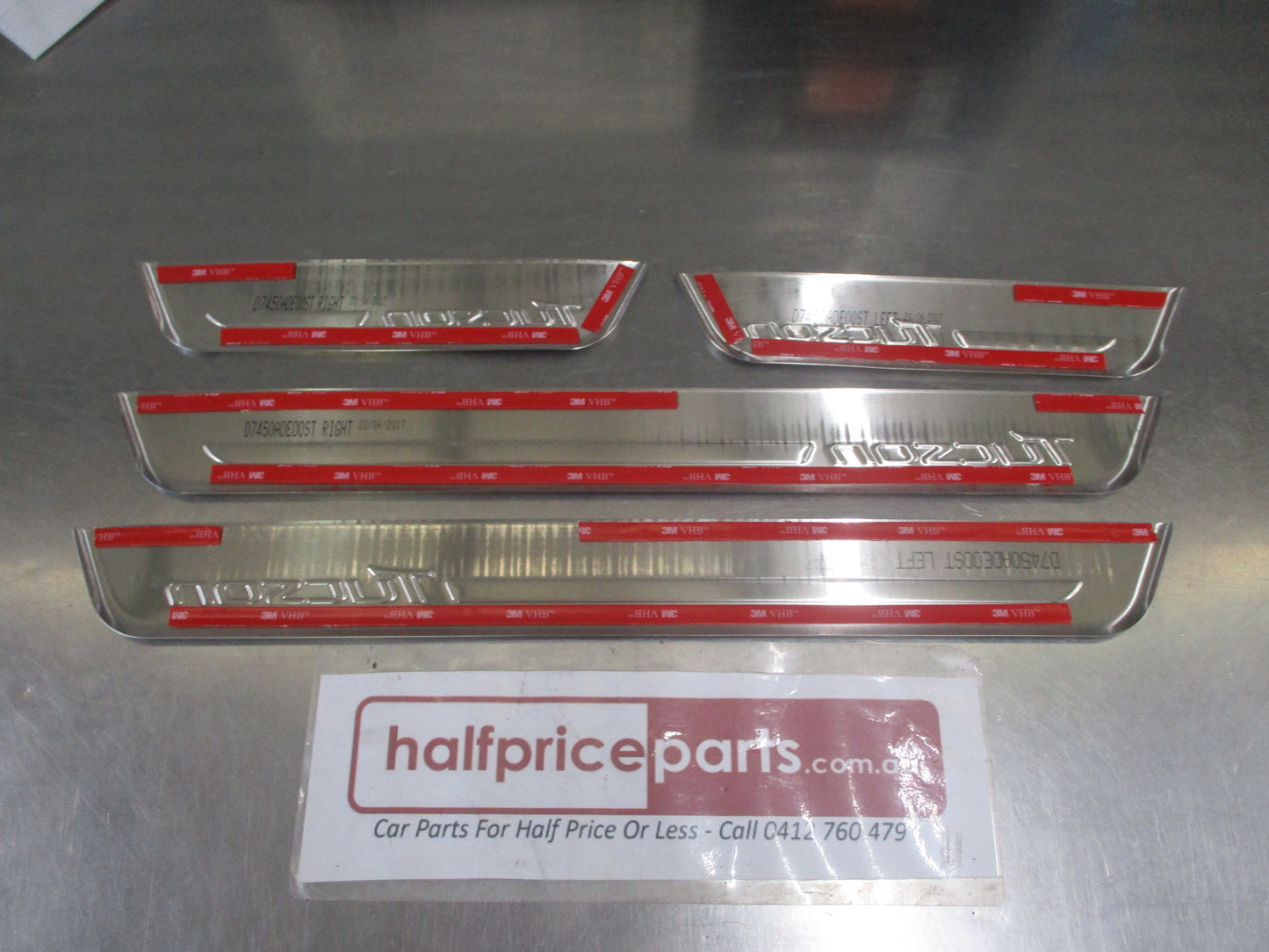 Hyundai Tucson Genuine Stainless Steel Entry Door Guard Set (Scuff Plate Set) New Part