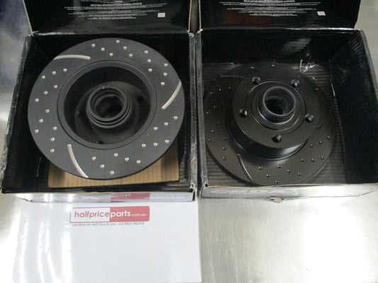 RDA Rear Slotted / Dimpled Brake Rotor Pair Suits Audi A4 New Part