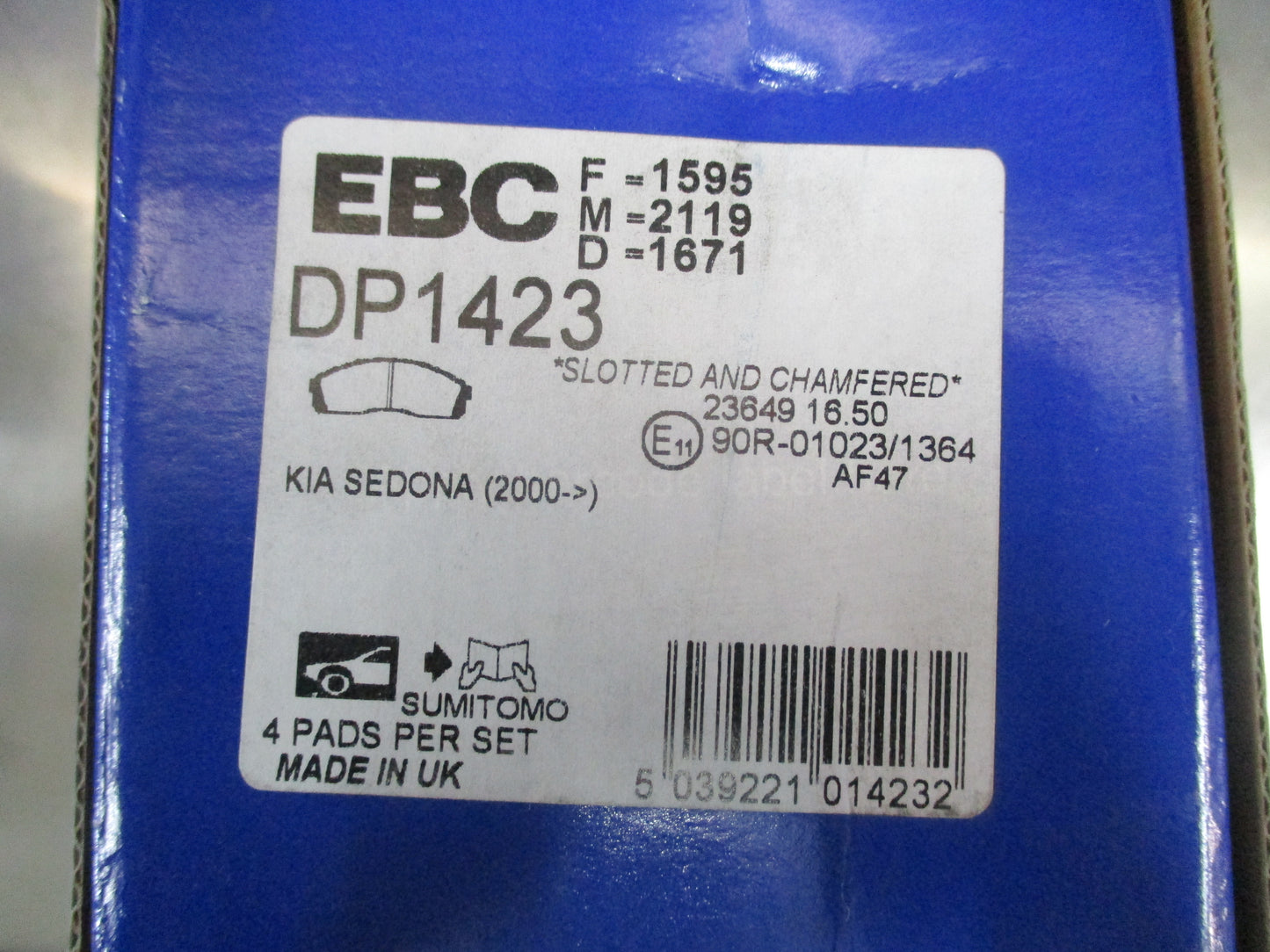 EBU Ultimax Front Brake Pads To Suit Kia Carnival New Part