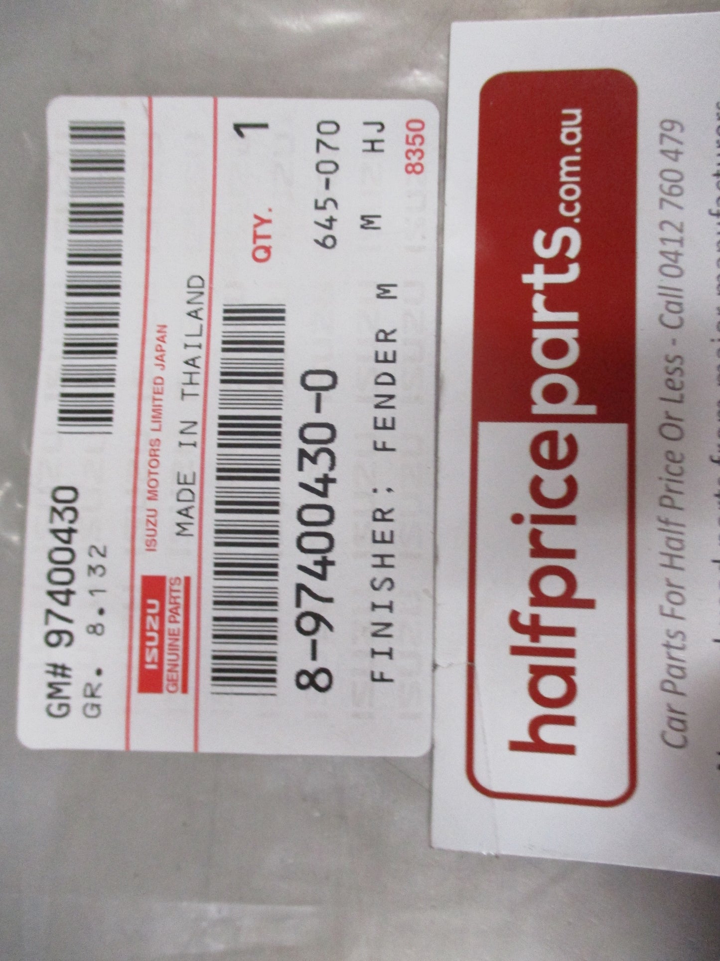 Holden Rodeo Genuine Left Hand Rear Flare Seal Rubber New Part