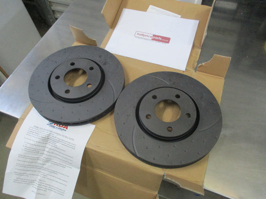 RDA Slotted & Dimpled Front Disc Rotors (Pair) To Suit Chrysler Voyager New Part