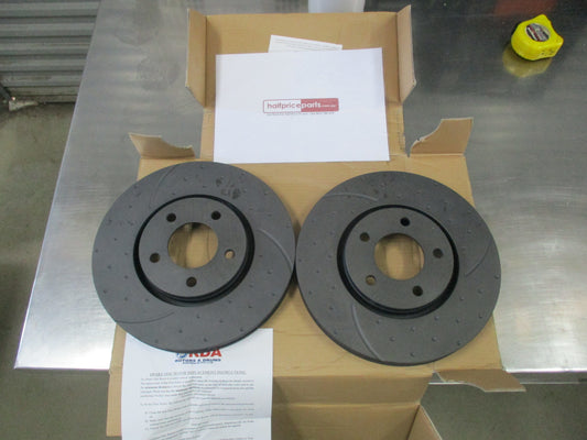 RDA Slotted & Dimpled Front Disc Rotors (Pair) To Suit Chrysler Voyager New Part