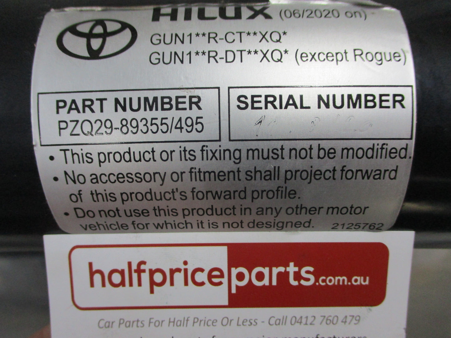Toyota Hilux Genuine Stainless Black Nudge Bar (Replacement Only No Fitting KIt) Used Part