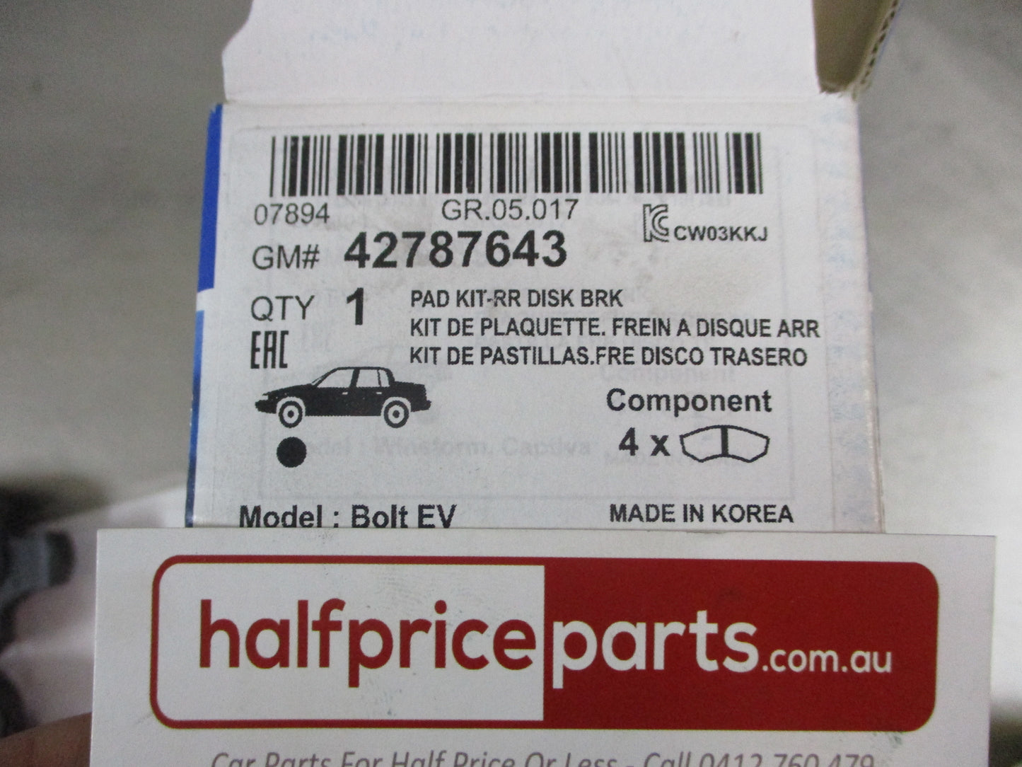Holden Cruze Genuine Rear Disc Brake Pad Set New Part