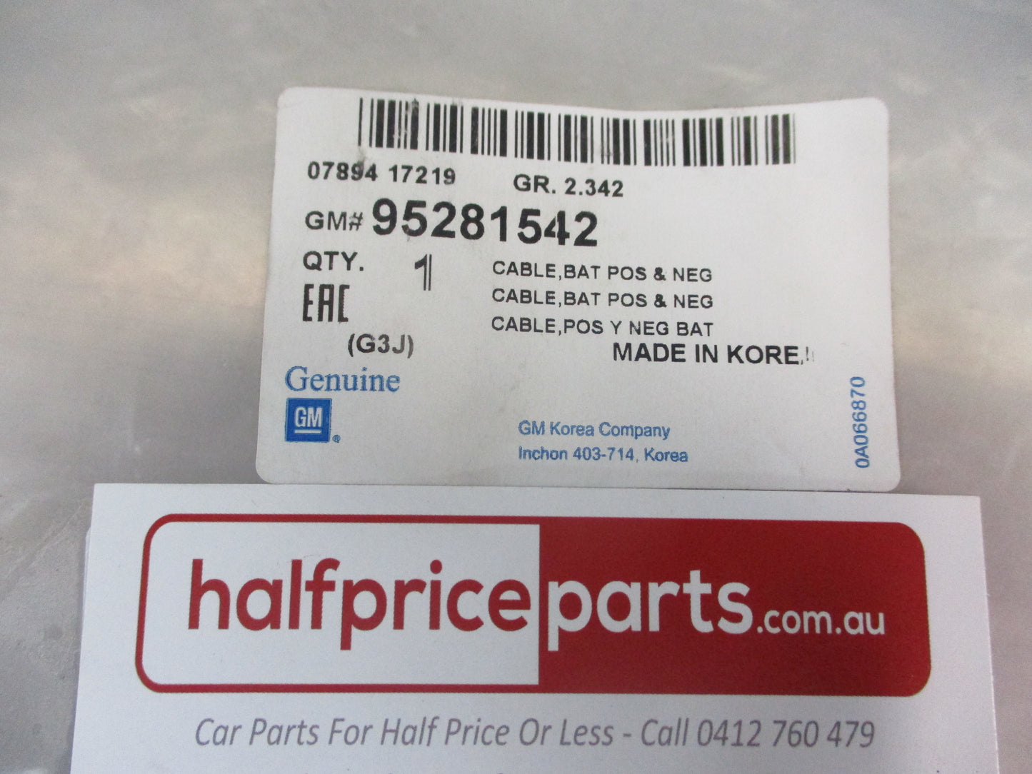 Holden Cruze Diesel Genuine Positive And Neg Cable Assembly New Part
